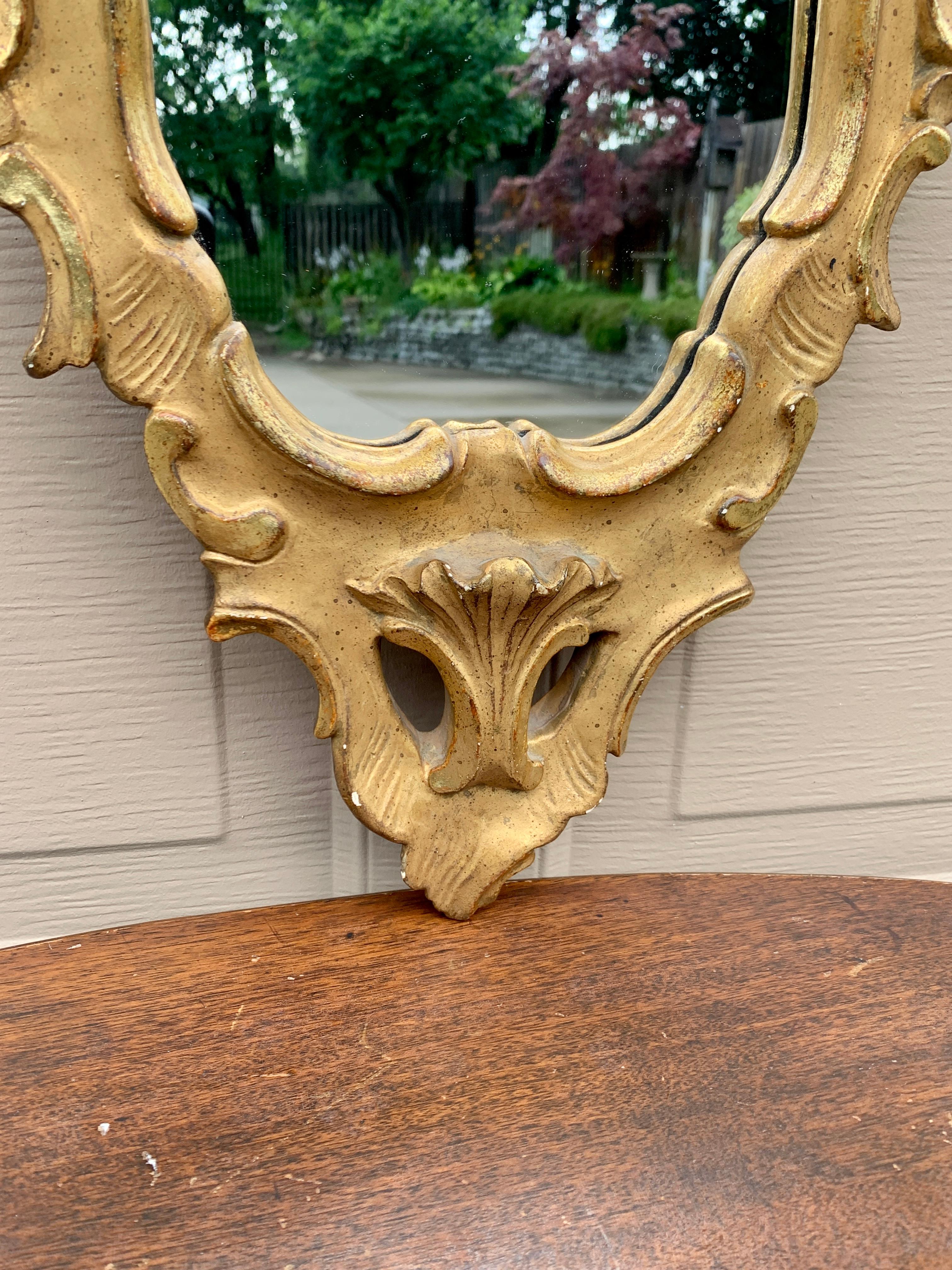 20th Century Italian Borghese Rococo Baroque Gilt Wood Mirror For Sale