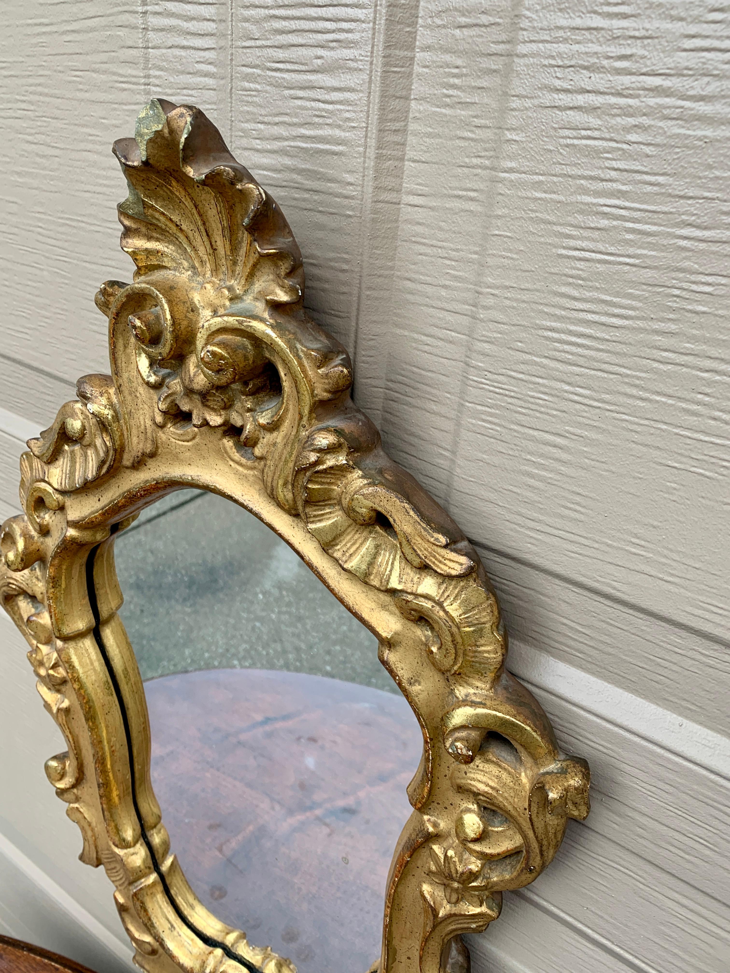 Italian Borghese Rococo Baroque Gilt Wood Mirror For Sale 2