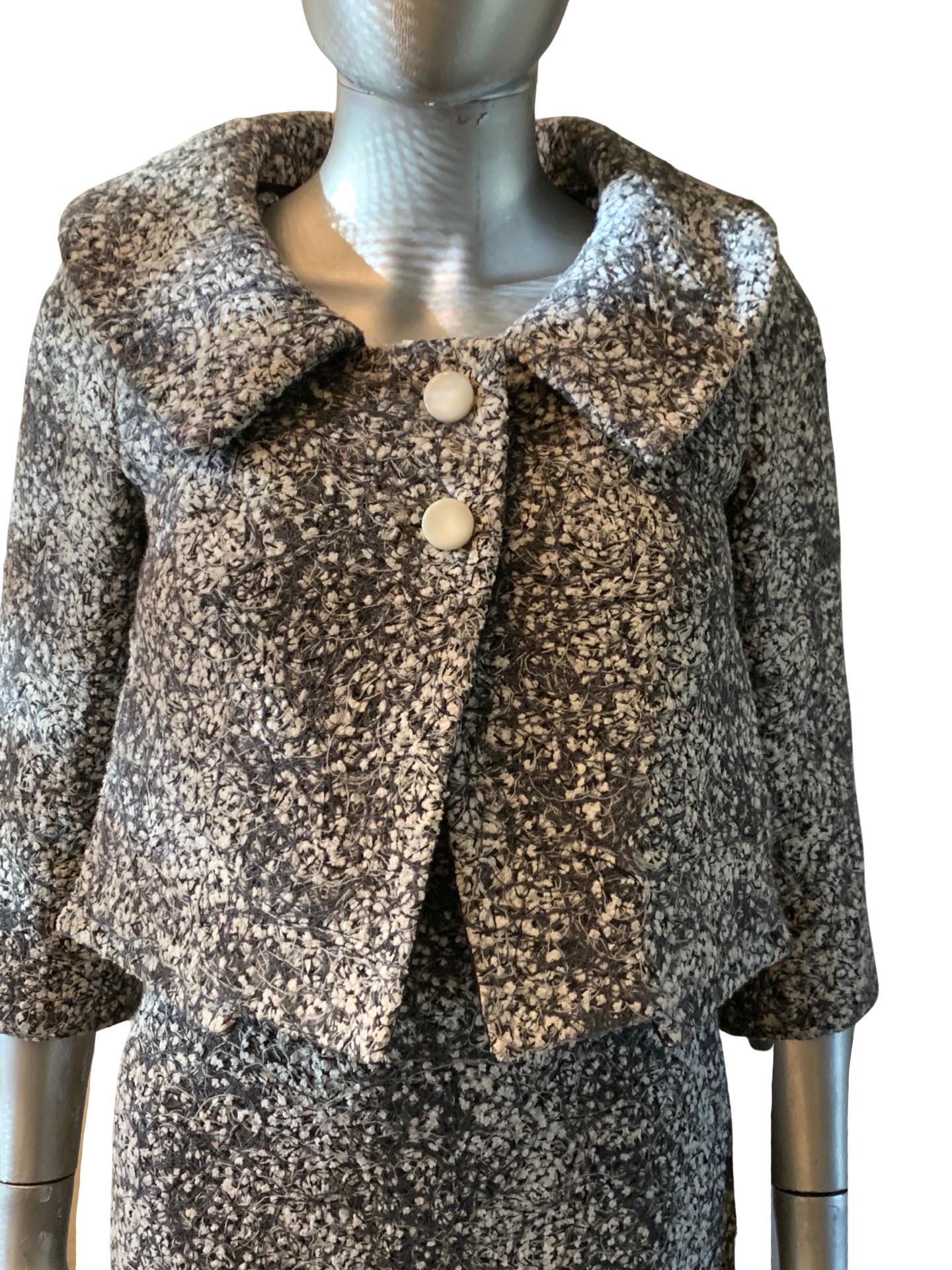 Italian Bouclé Dress and Jacket Set by Peter Langner Saks Fifth Avenue Size 6  For Sale 10