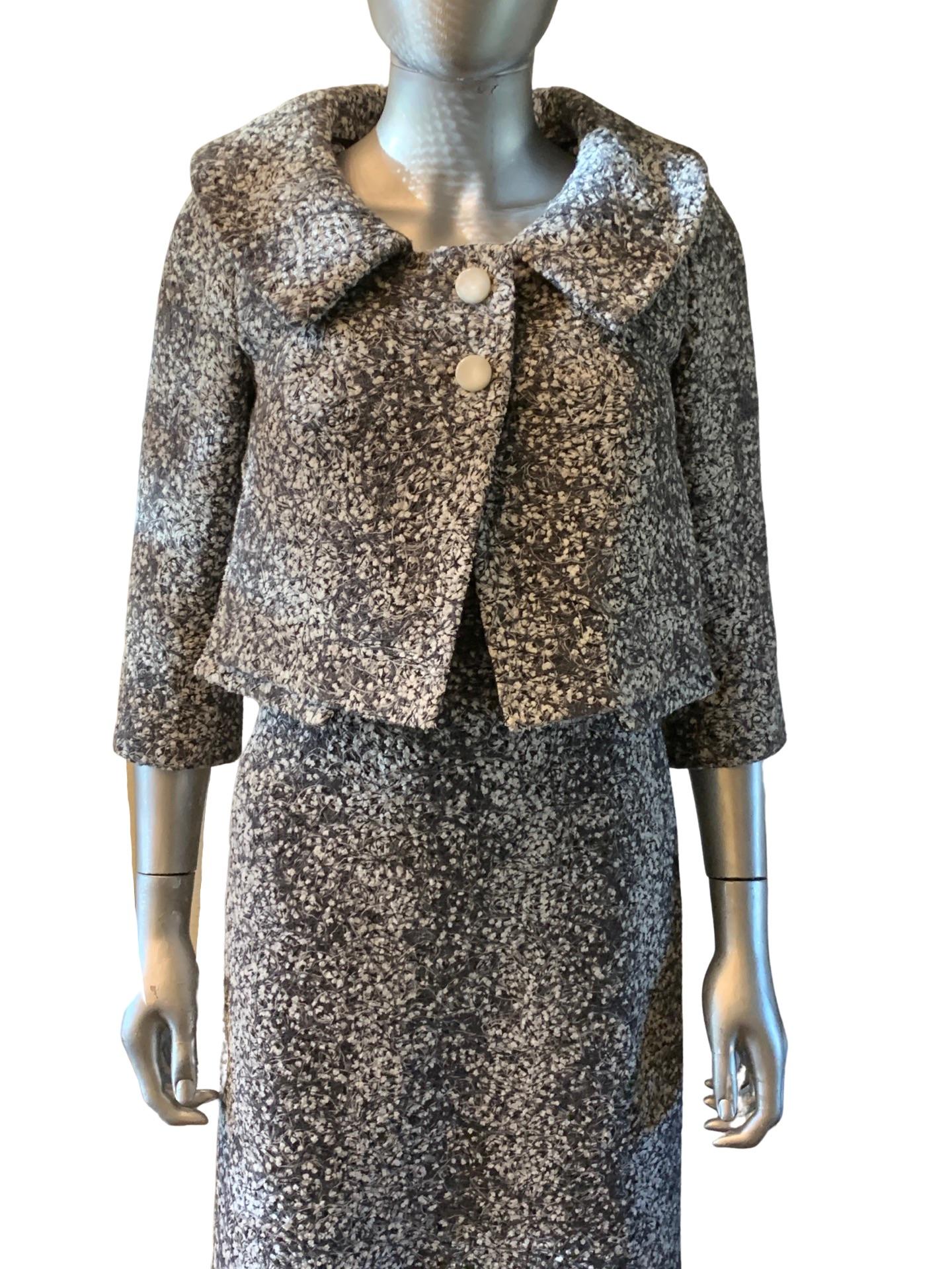 Italian Bouclé Dress and Jacket Set by Peter Langner Saks Fifth Avenue Size 6  For Sale 13