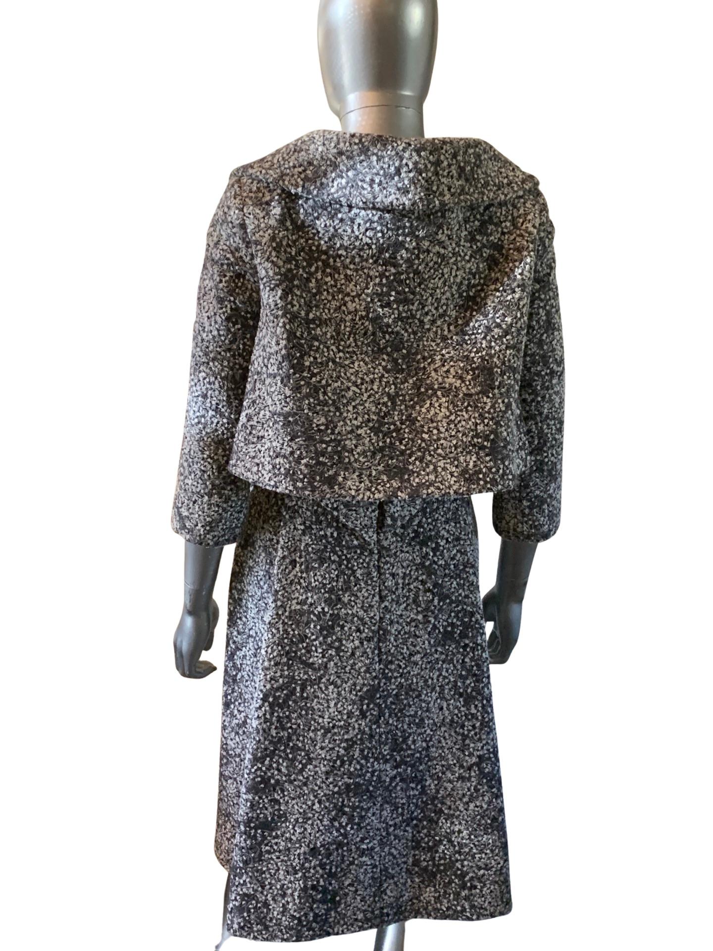 Italian Bouclé Dress and Jacket Set by Peter Langner Saks Fifth Avenue Size 6  For Sale 14