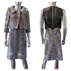 Used Italian Bouclé Dress and Jacket Set by Peter Langner Saks Fifth Avenue Size 6 