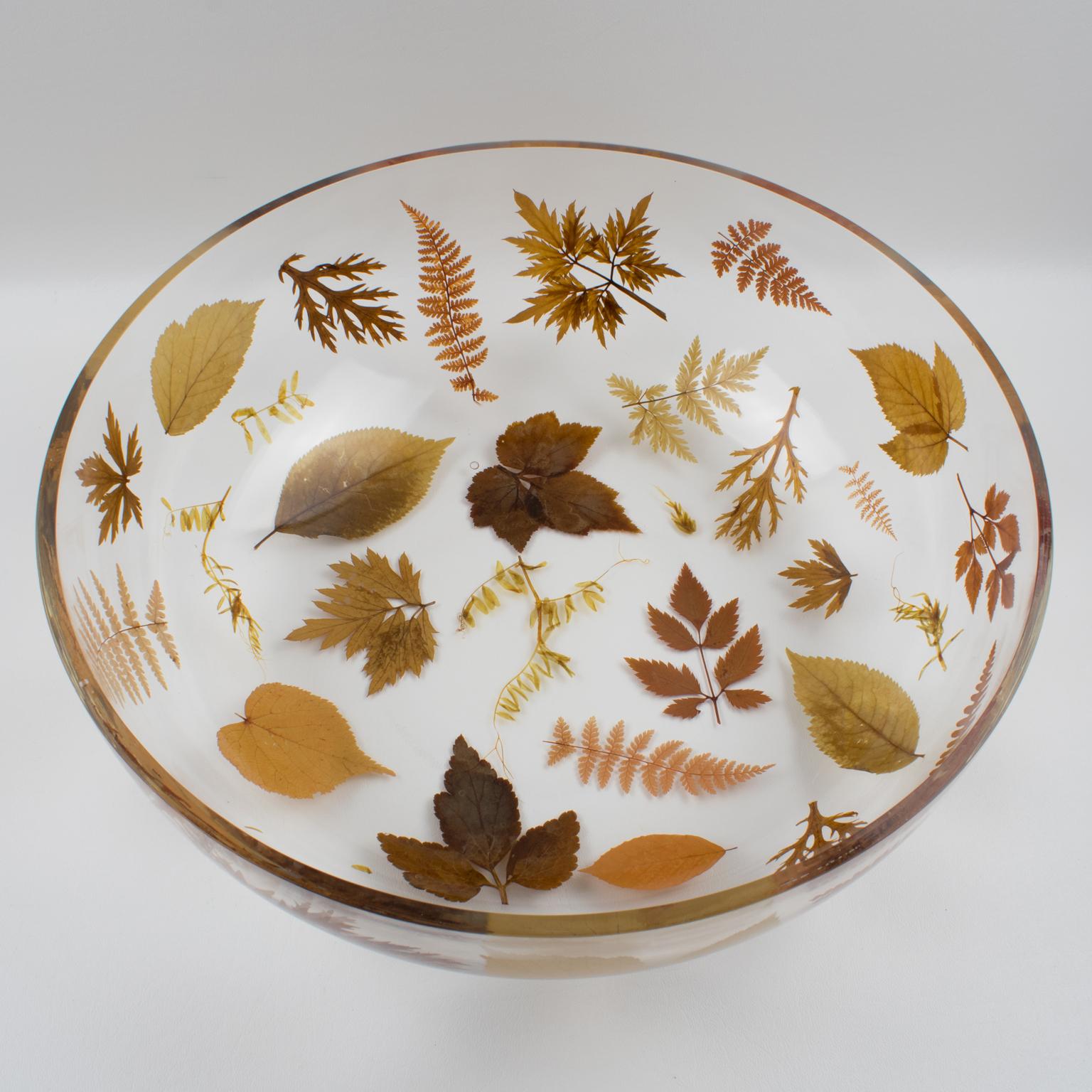 Centro de mesa Tazón Italiano de Resina con Hoja y Flor Moderno de mediados de siglo en venta