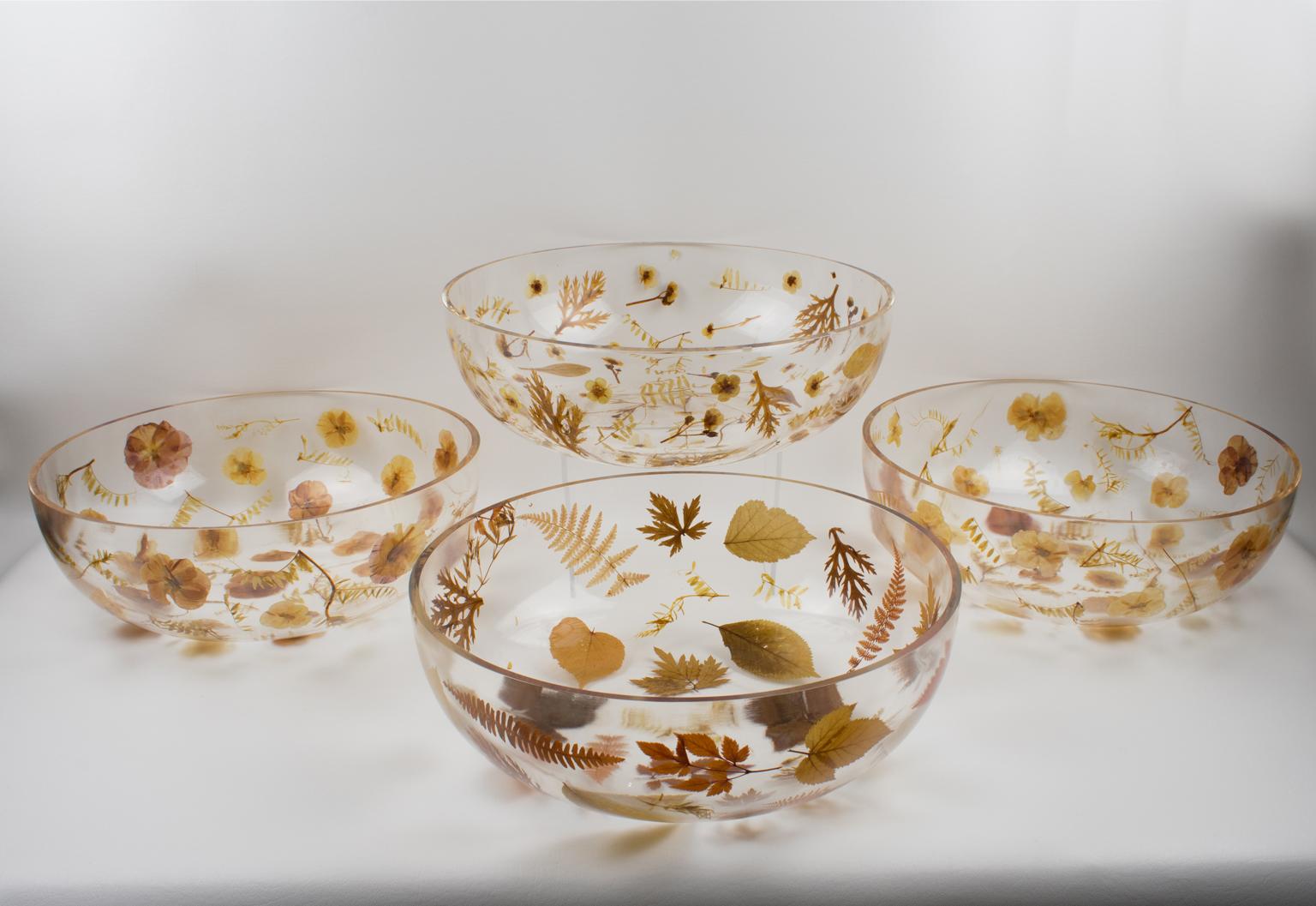Centro de mesa Tazón Italiano de Resina con Hoja y Flor en venta 2
