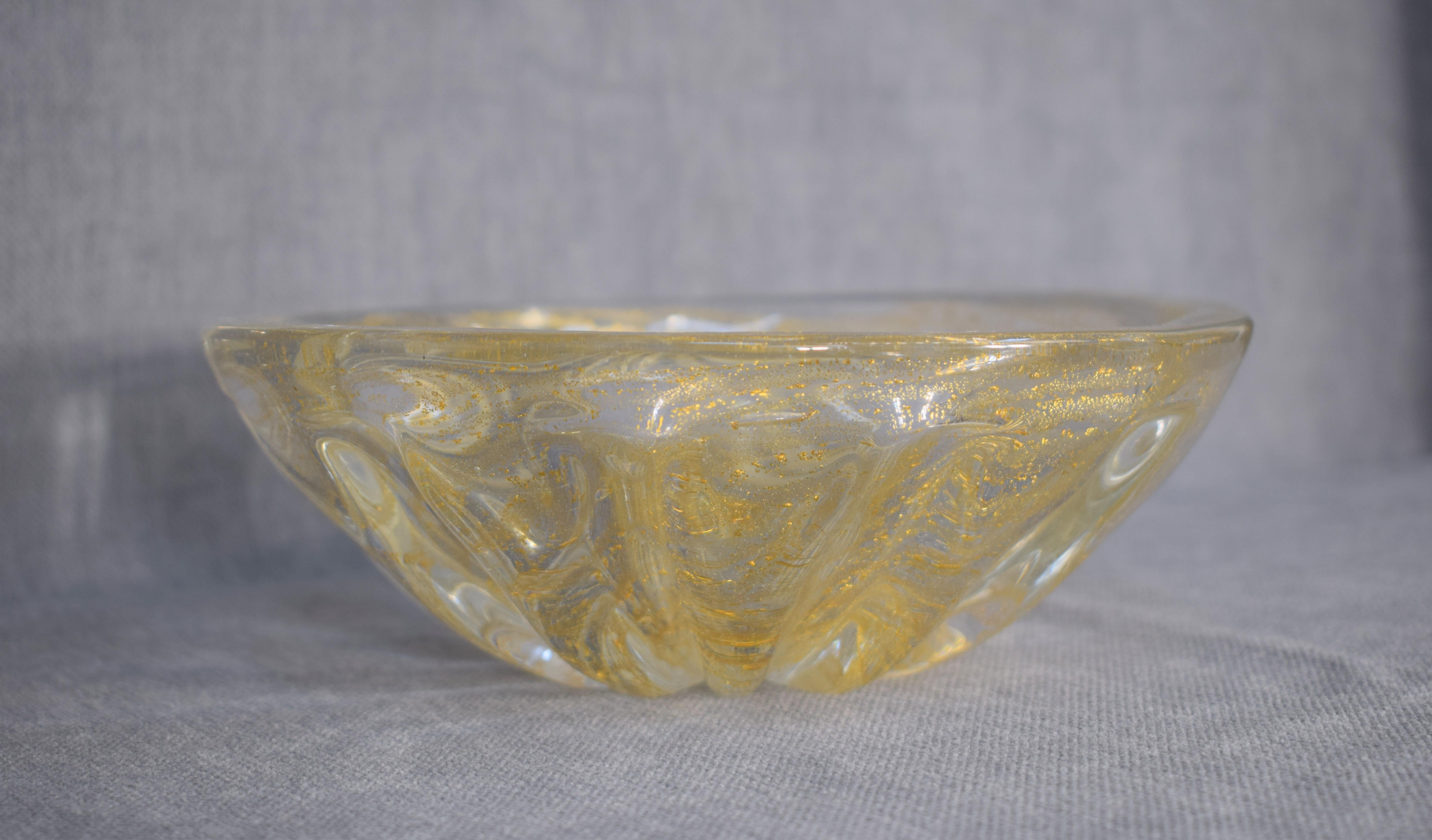 Gold Italian Bowl Glass by Barovier & Toso, 1960s For Sale