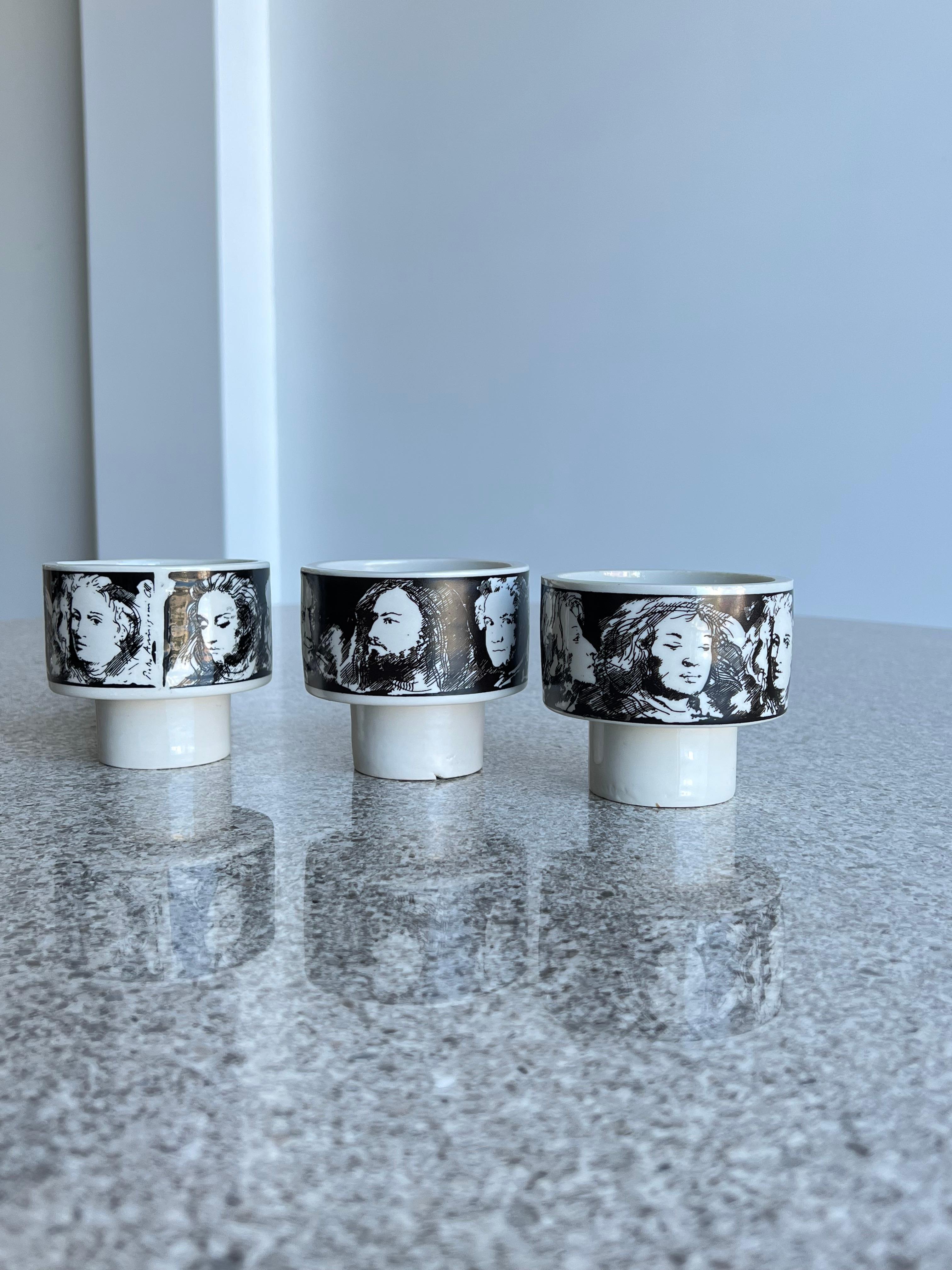 Porcelain Italian Bowls by Pietro Annigoni for Porcellane Eva Sud For Sale