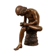 Statue italienne du "garçon à l'épine" ou Fedele finement reproduite en bronze
