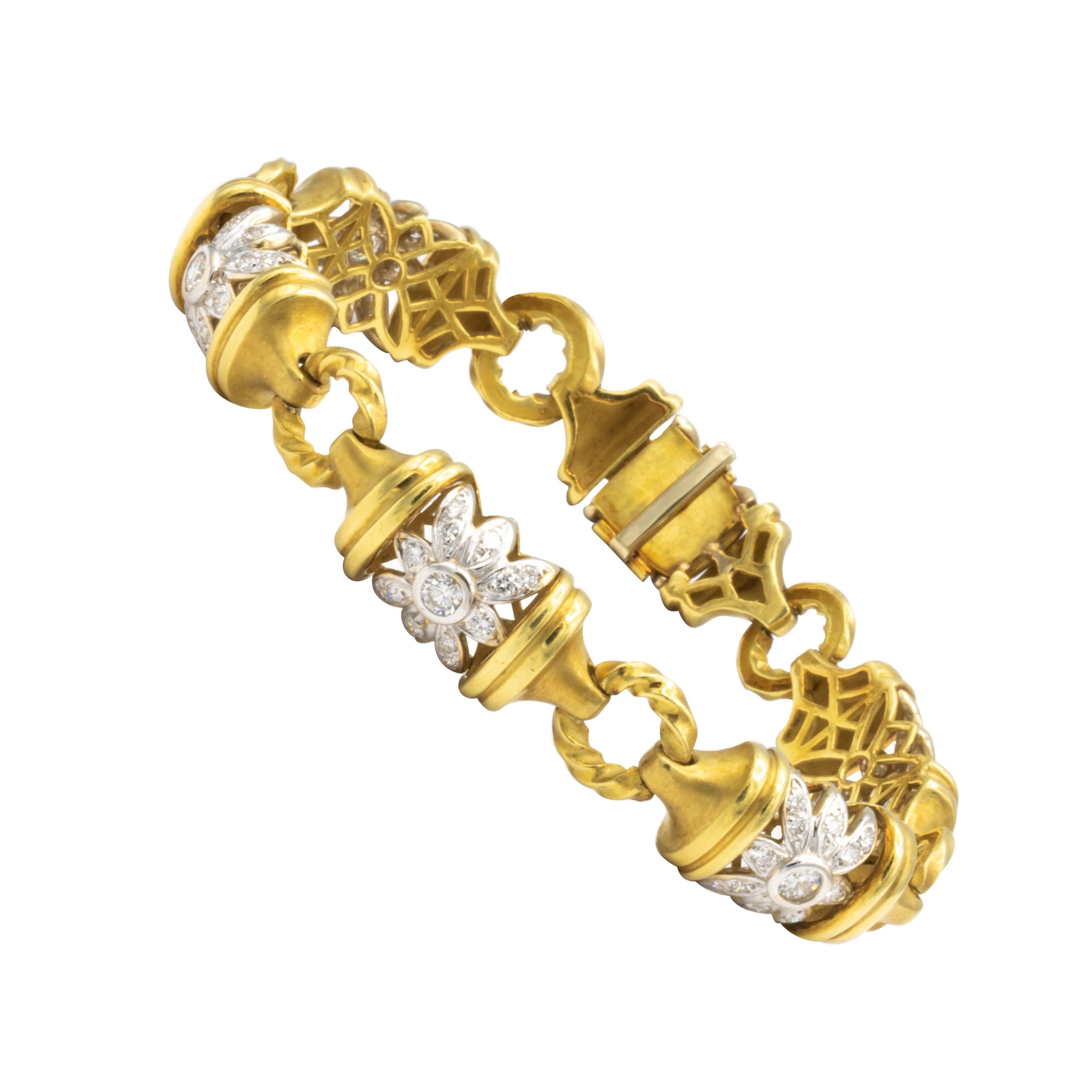 Italian Bracelet 3 Carats of Diamonds 18K Yellow Gold