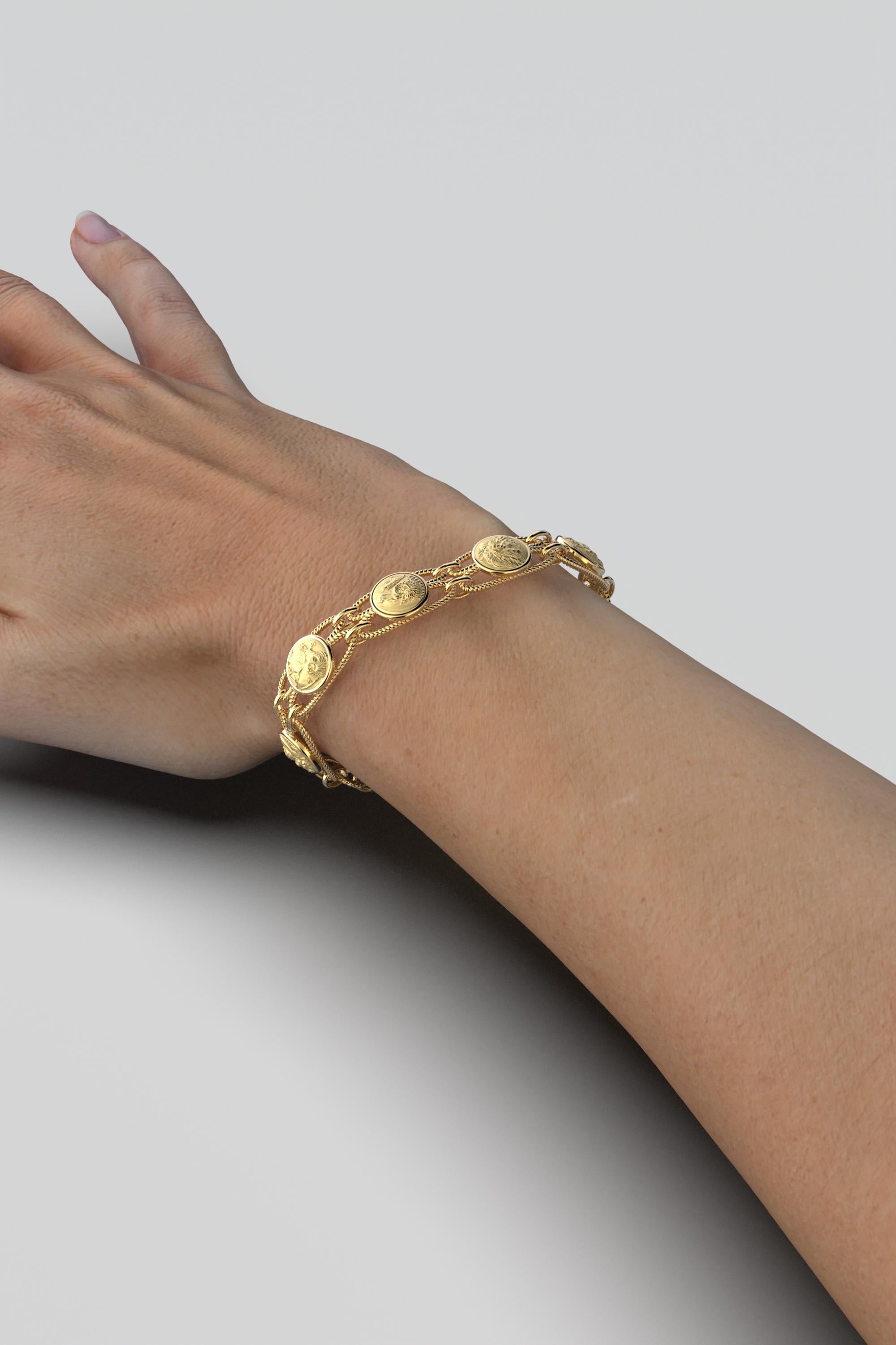 Classical Greek Italian Bracelet in 14k Gold Made in Italy by Oltremare Gioielli, Greek Style For Sale