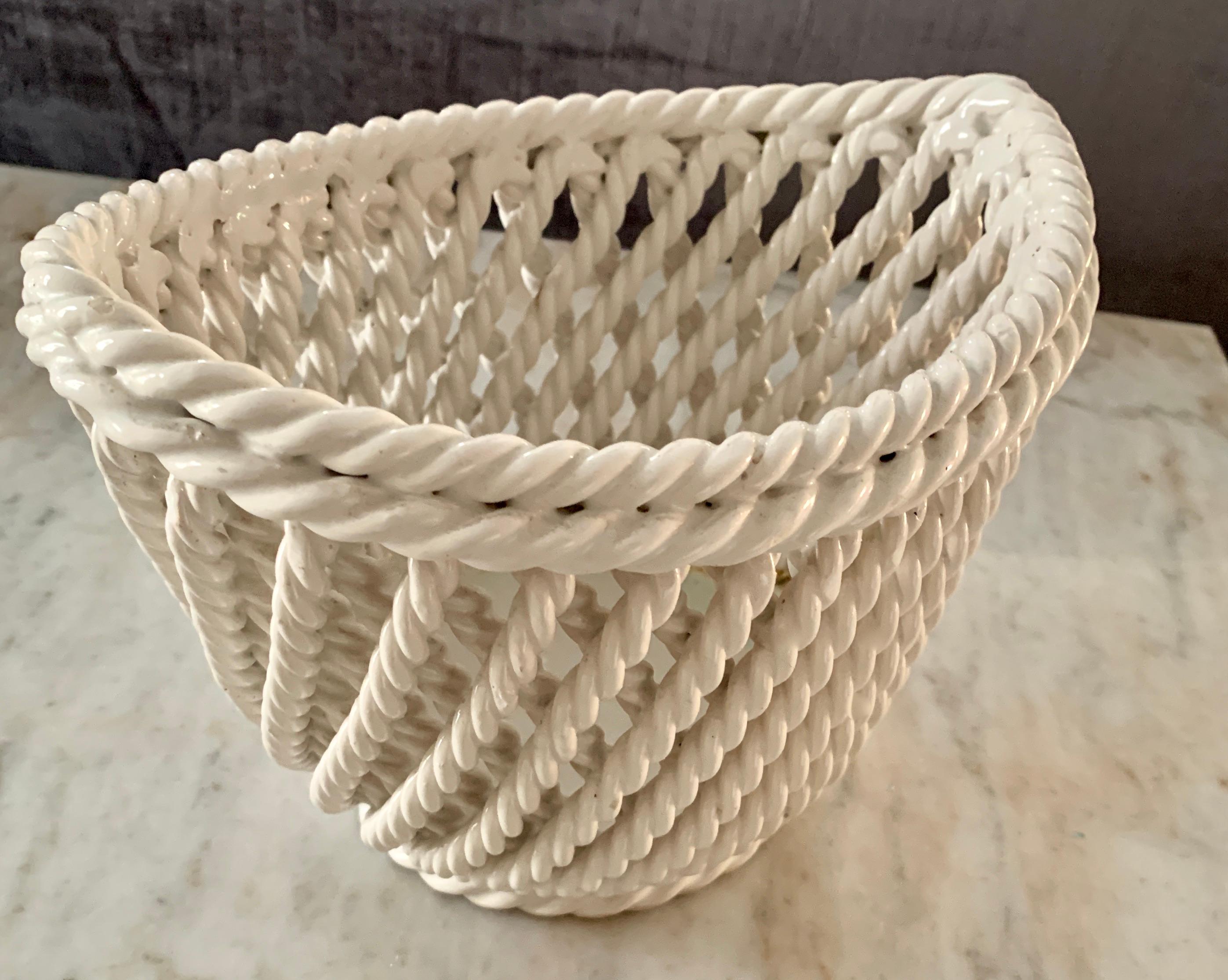 Mid-Century Modern Italian Braided Ceramic Bowl