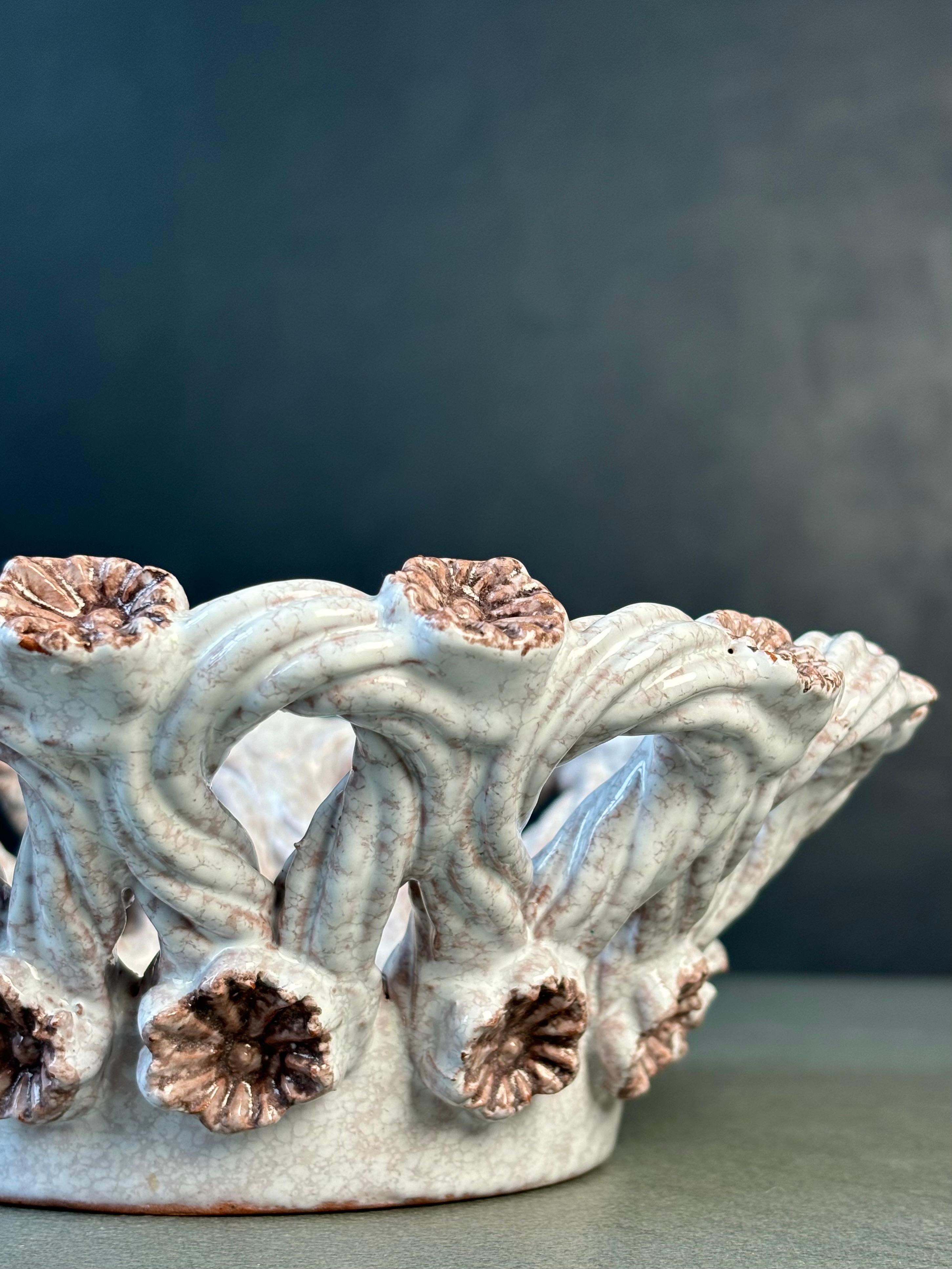 Ceramica Ciotola decorativa italiana in ceramica intrecciata degli anni '50 in vendita