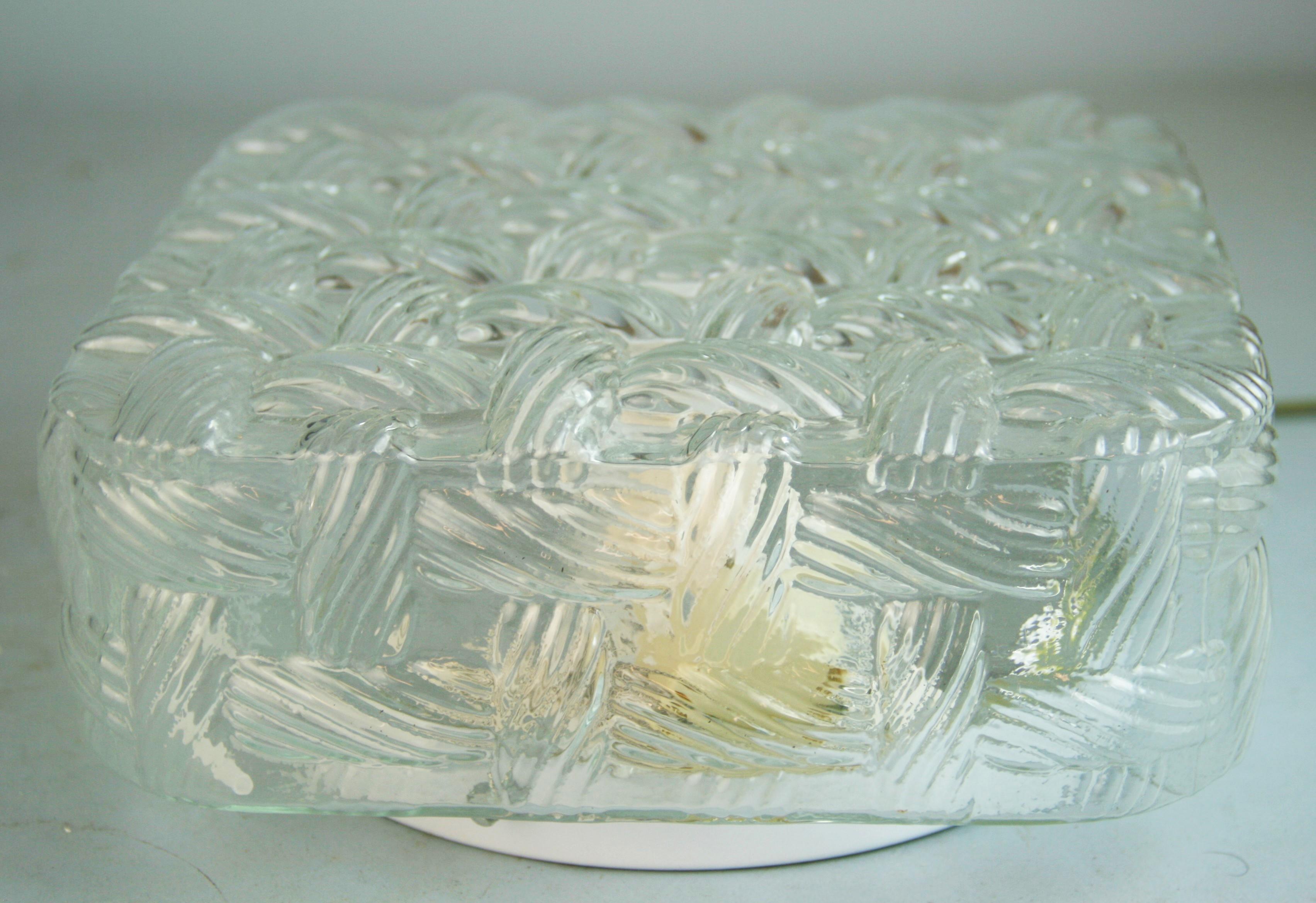 Late 20th Century Italian Braided Clear Glass Flush Mount For Sale