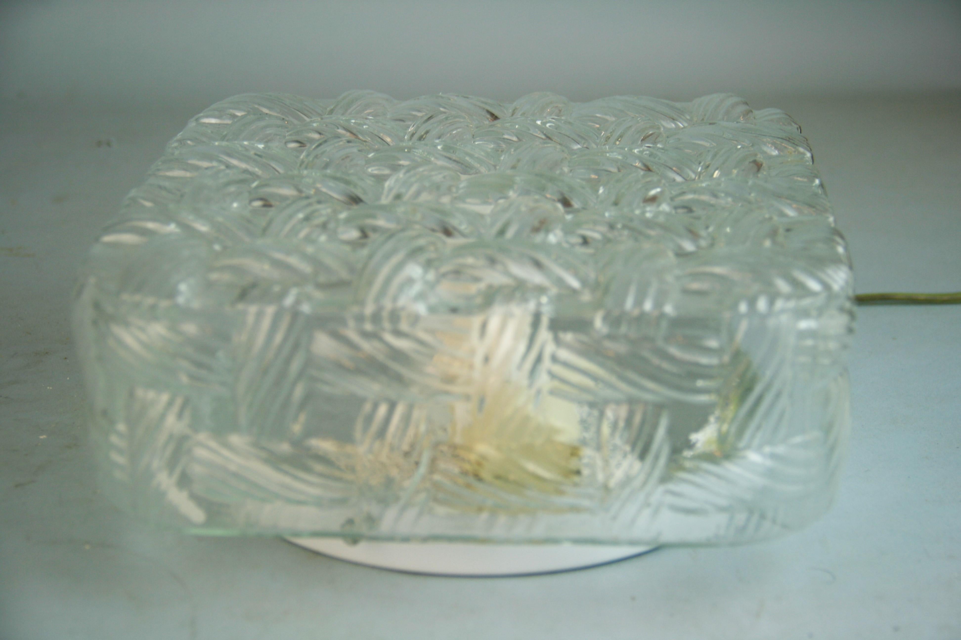 Art Glass Italian Braided Clear Glass Flush Mount For Sale