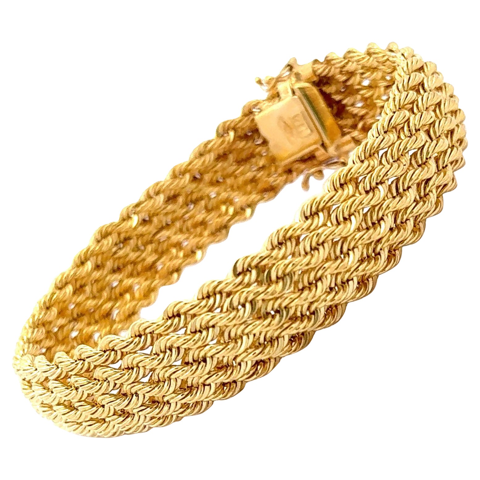 Italian Braided Twist Bracelet 21.1 Grams 8.25 Inches 14 Karat Yellow Gold