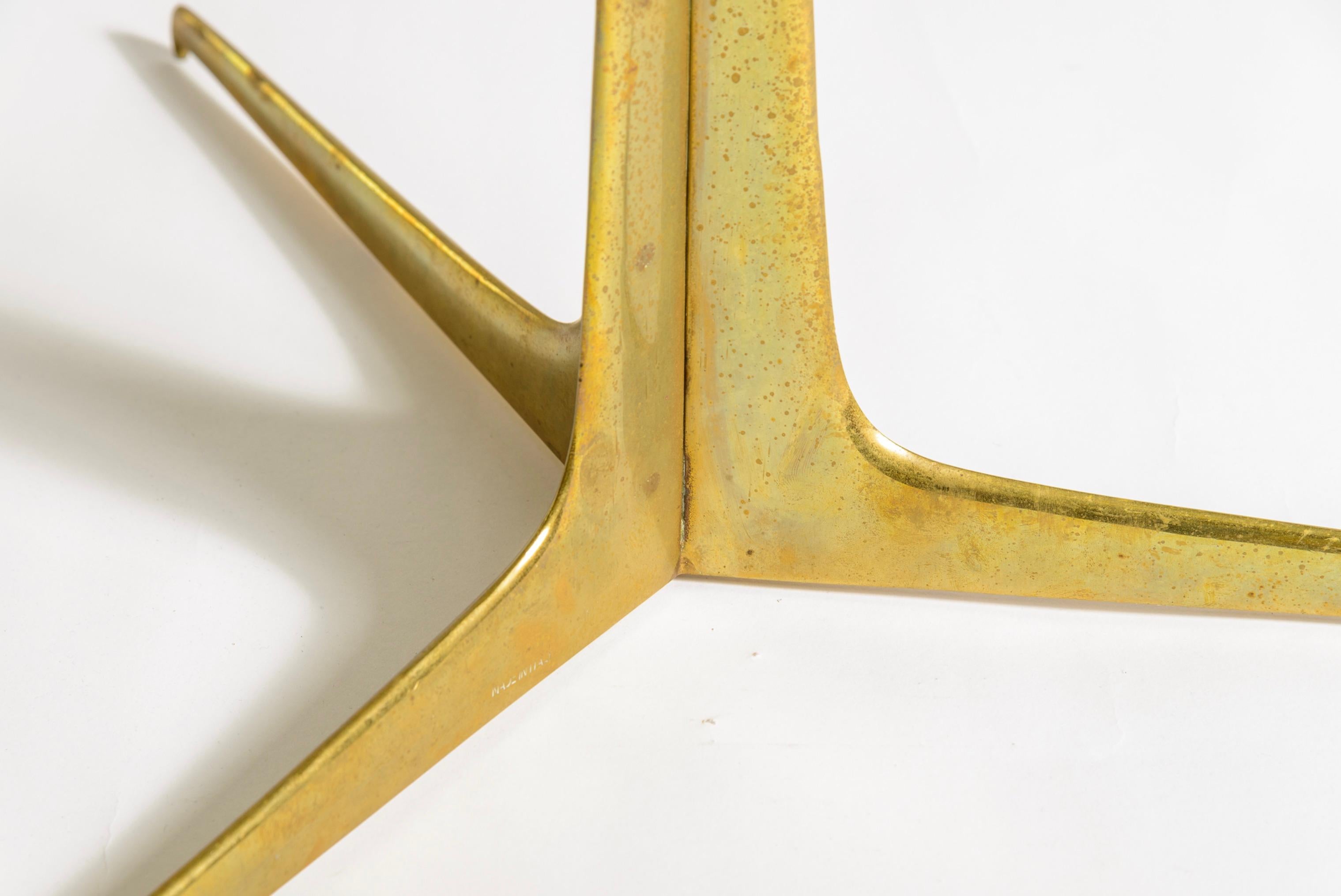 Italian Brass 3 leg Side Table For Sale 2