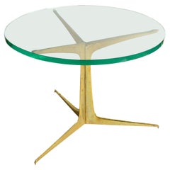 Tavolino italiano a 3 gambe in ottone