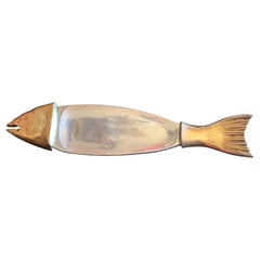 Italian Brass and Aluminum Fish Serving Platter