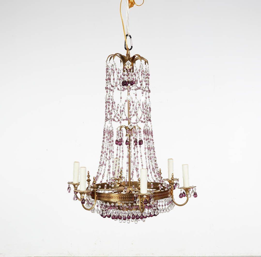 Lampadario a fascia in ottone e ametista in vendita 4