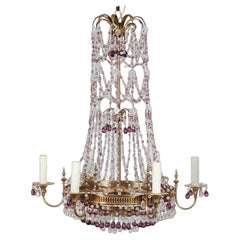 Italian Brass and Amethyst Swag Chandelier