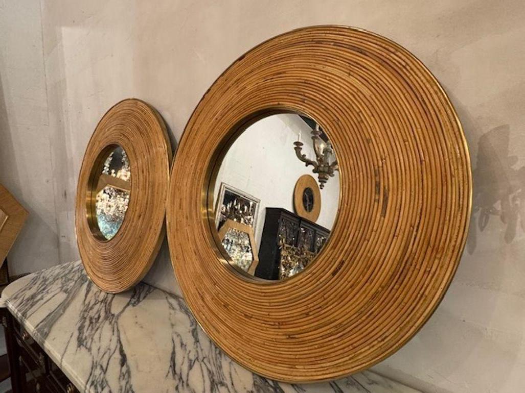 Miroirs italiens en laiton et bambou Bon état - En vente à Dallas, TX