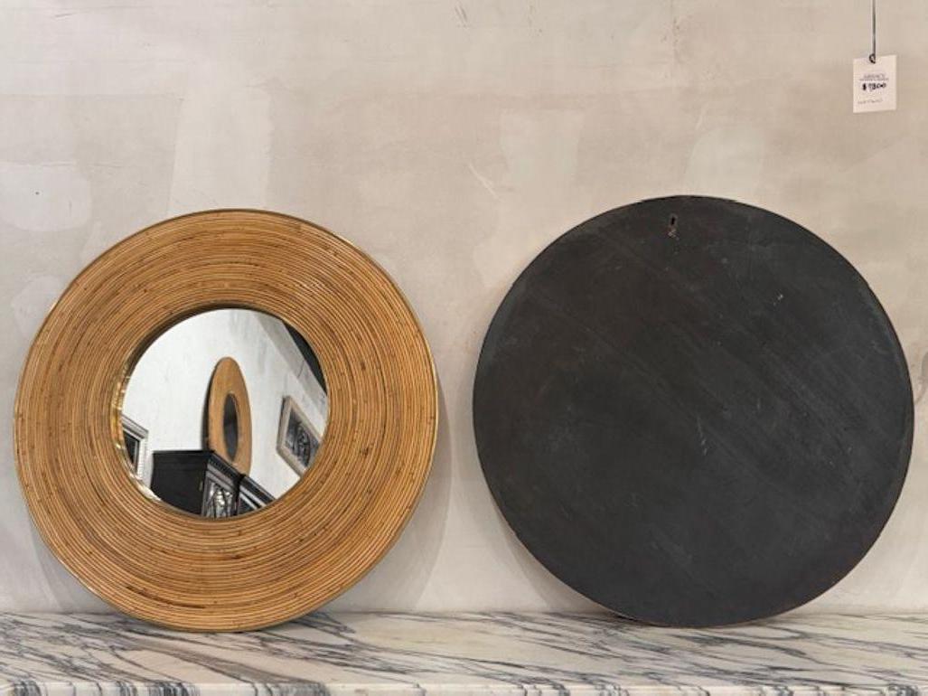 Laiton Miroirs italiens en laiton et bambou en vente
