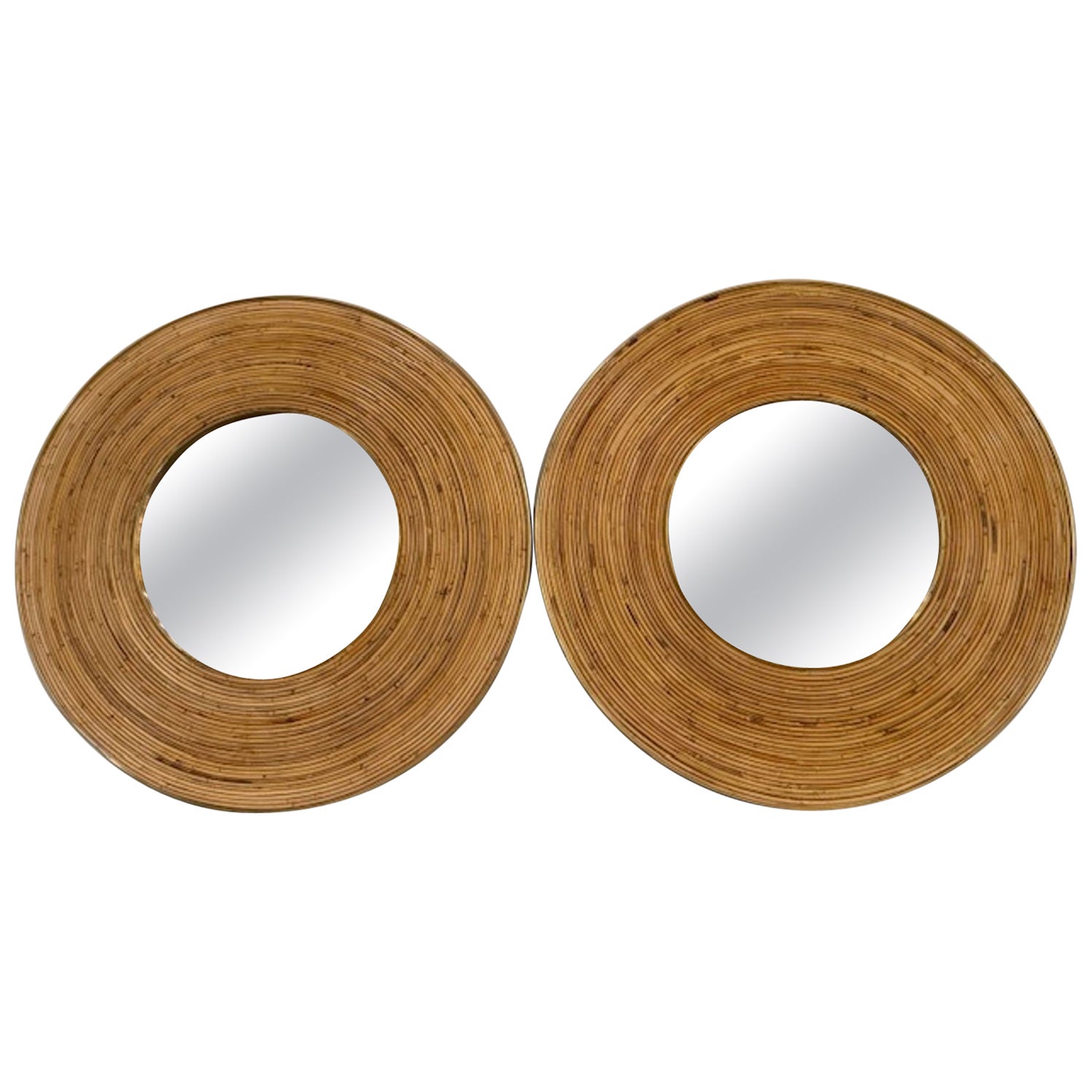 Miroirs italiens en laiton et bambou en vente