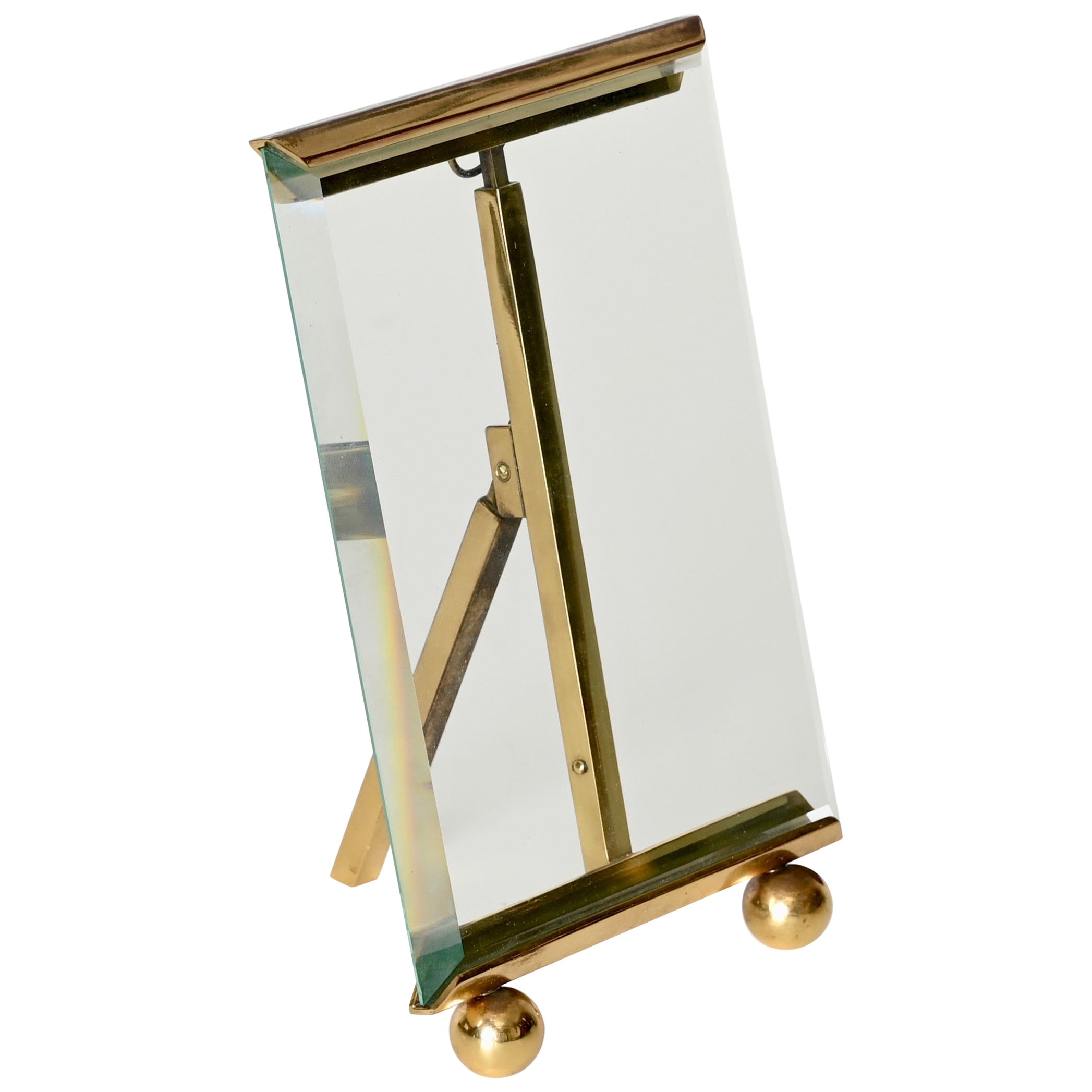 Italian Brass and Beveled Glass Photo Frame by Pietro Chiesa, Italy 1970s