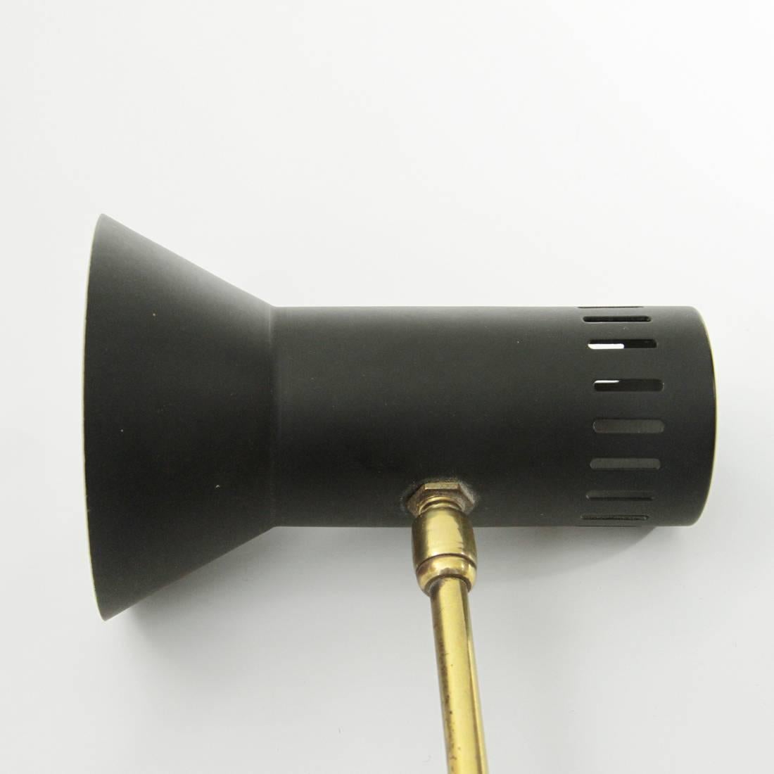 Italian Brass and Black Painted Metal Sconce, 1950s 2