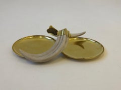 Plat de bureau italien en laiton et planches