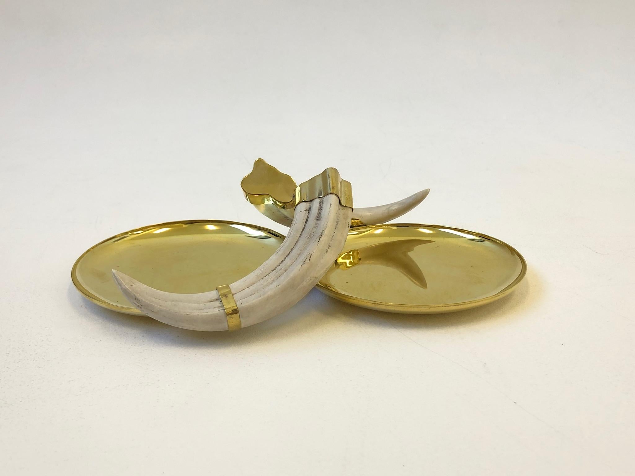 Polished Italian Brass and Boards Tusk Dish For Sale