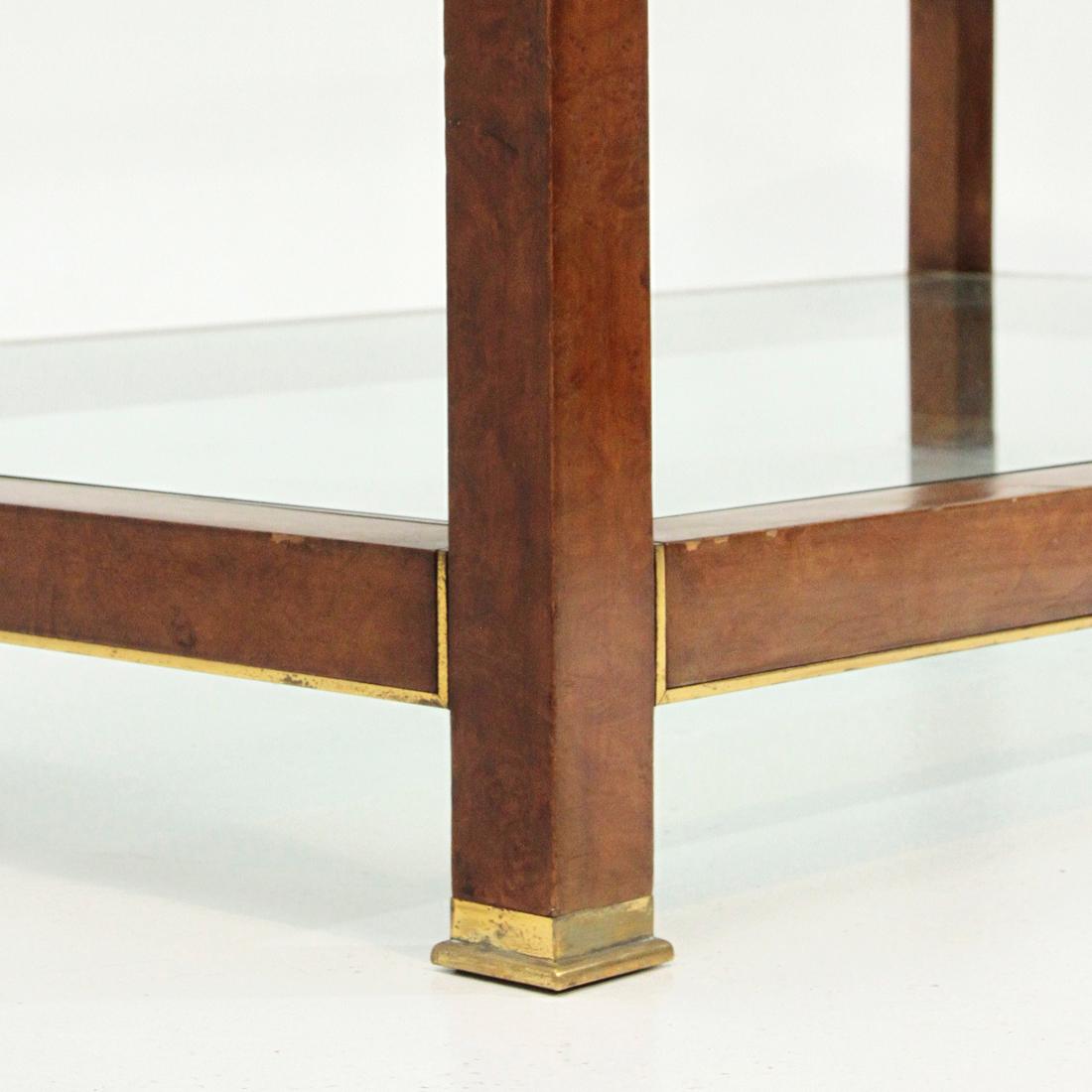 Italian Brass and Briar Coffee Table, 1970s 2