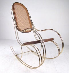 Italian Brass and Cane Rocking Chair