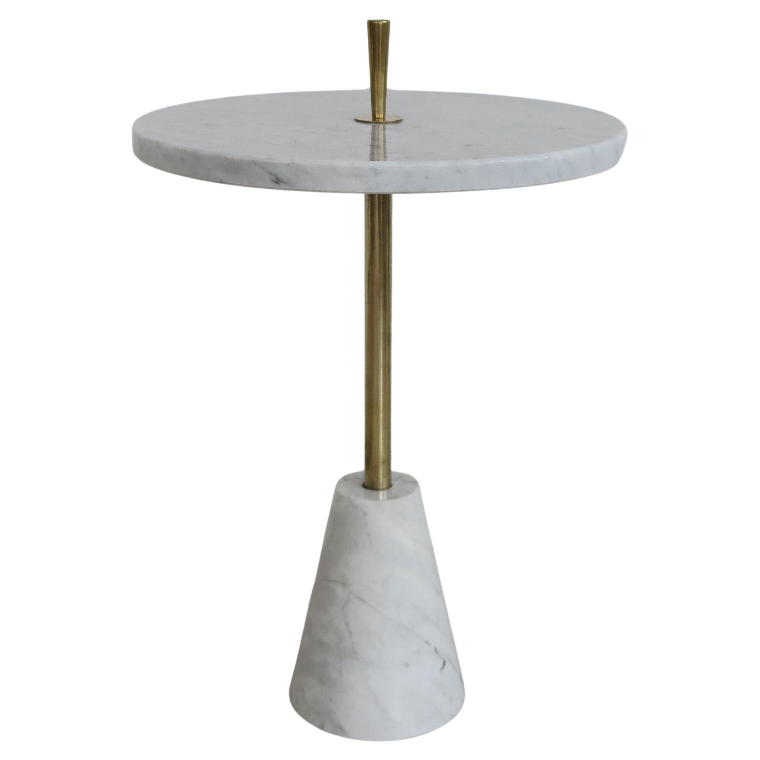 Italian Brass and Carrara Marble Coffe Table, 1970s