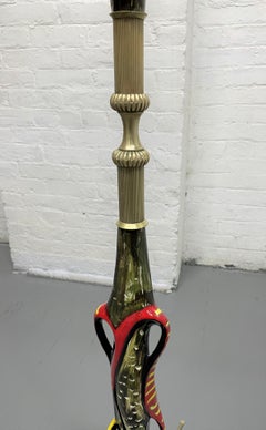 Lampadaire italien en laiton et céramique de Victor Cerrato