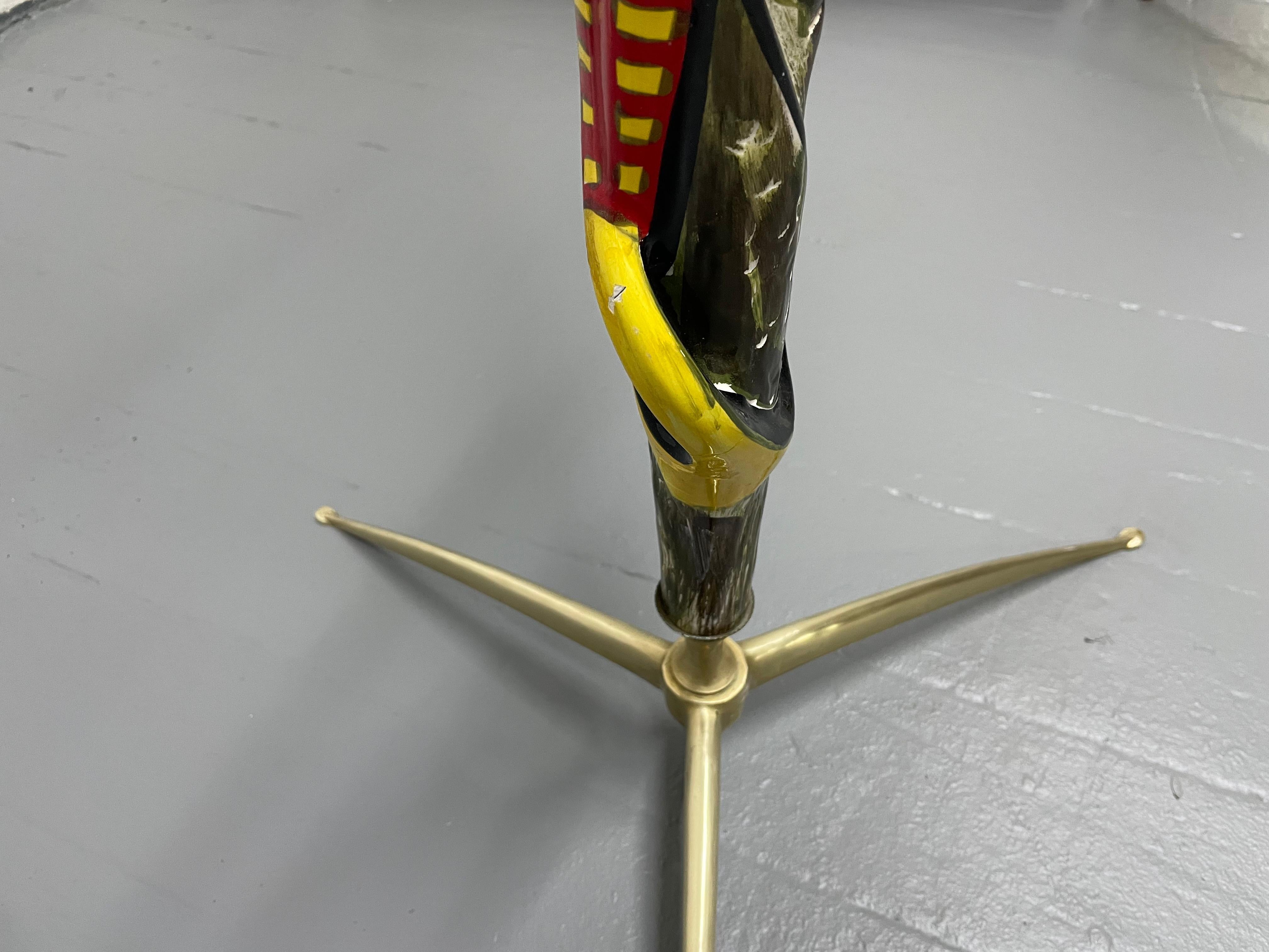 Italian Brass and Ceramic Floor Lamp by Victor Cerrato In Good Condition For Sale In New York, NY