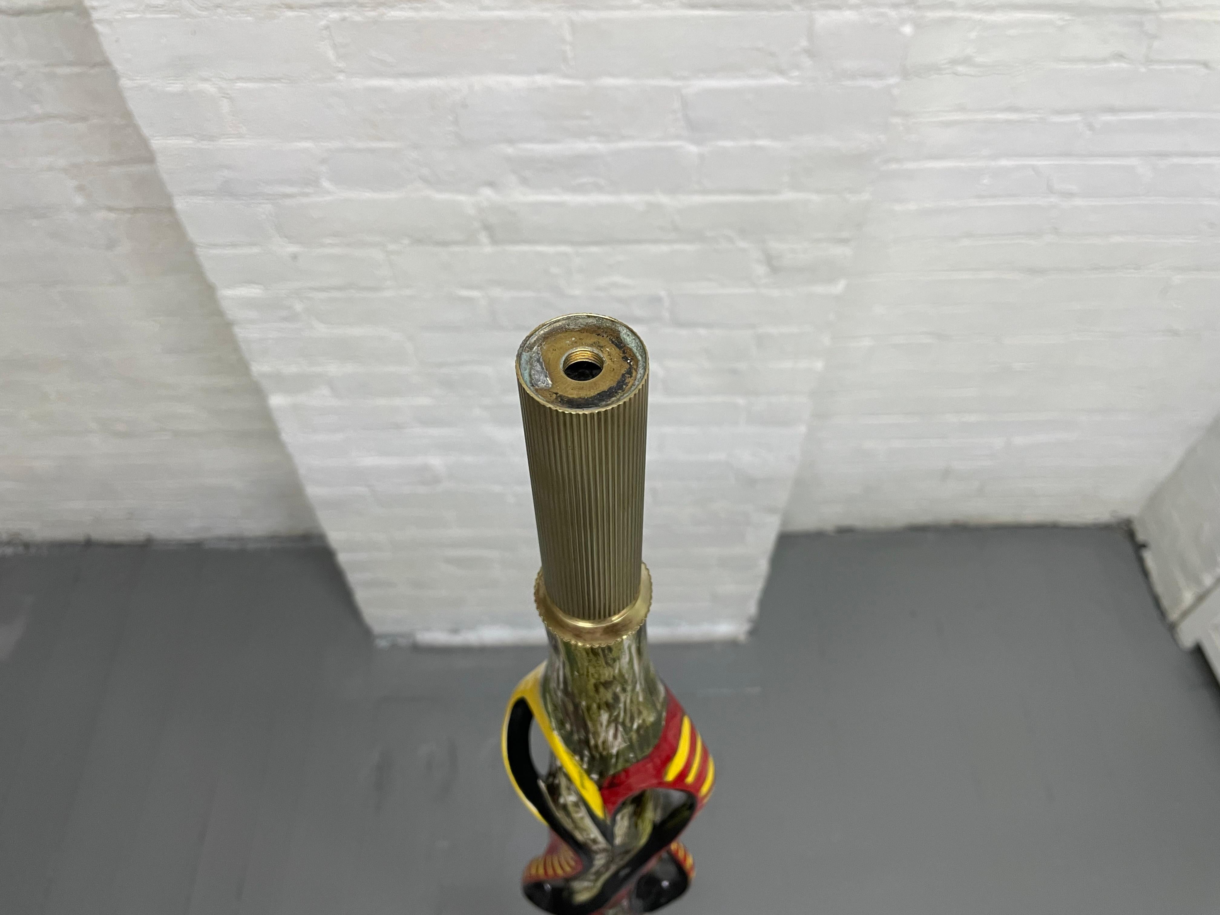 Mid-20th Century Italian Brass and Ceramic Floor Lamp by Victor Cerrato For Sale