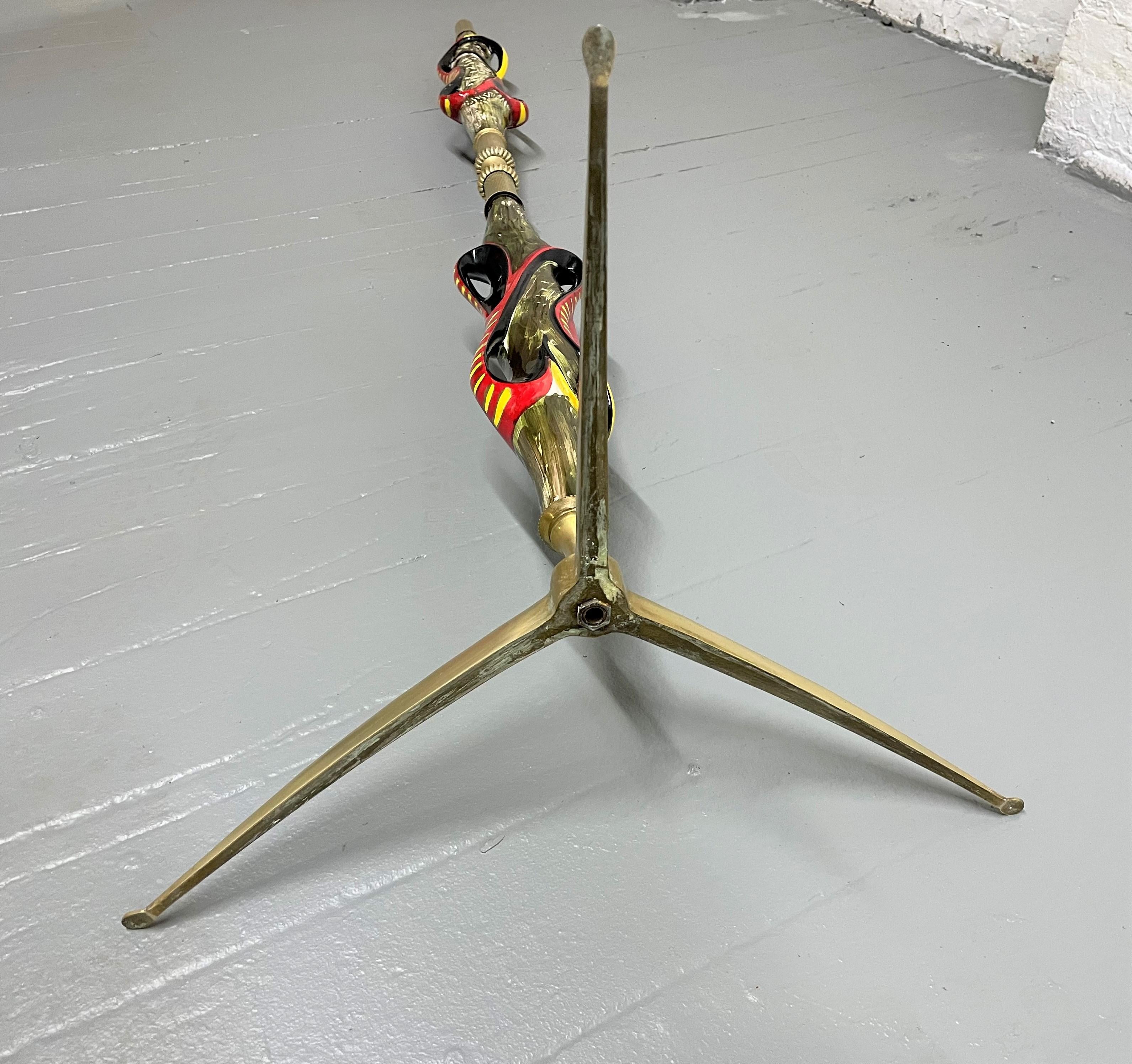 Italian Brass and Ceramic Floor Lamp by Victor Cerrato For Sale 1