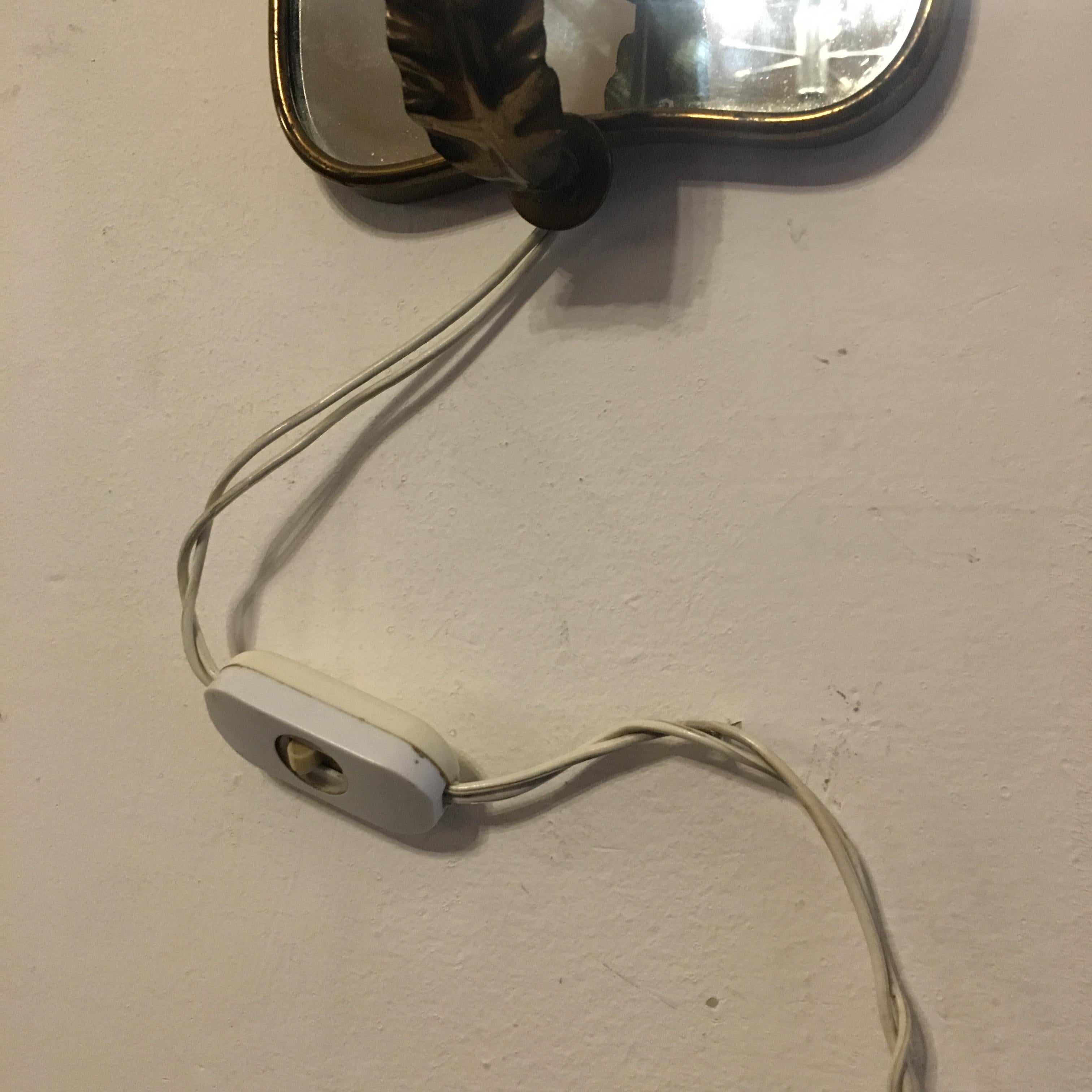 Italian Brass and Ceramic Wall Mirror, 1950s 1