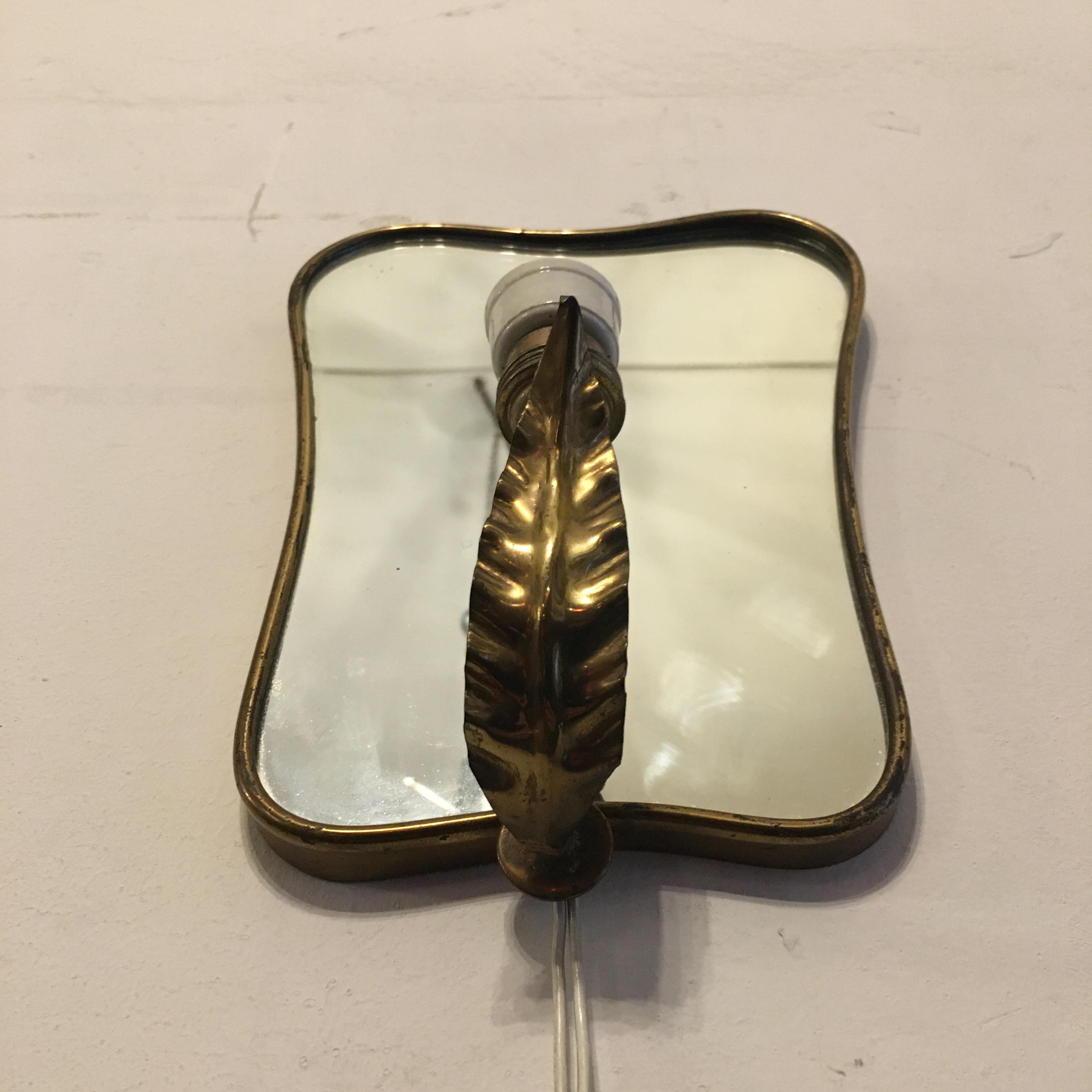 Italian Brass and Ceramic Wall Mirror, 1950s 4