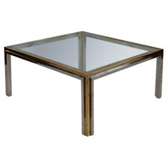 Italian Brass and Chrome Cocktail Table Attributed to Romeo Rega