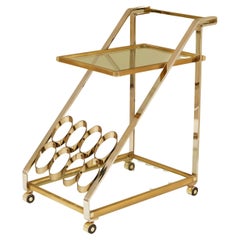 Italian Brass and Chrome Drinks Trolley by Romeo Rega, Vintage 1970s
