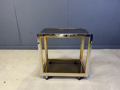 Italian brass and chrome drinks trolley in the manner of Romeo Rega, 1970s
