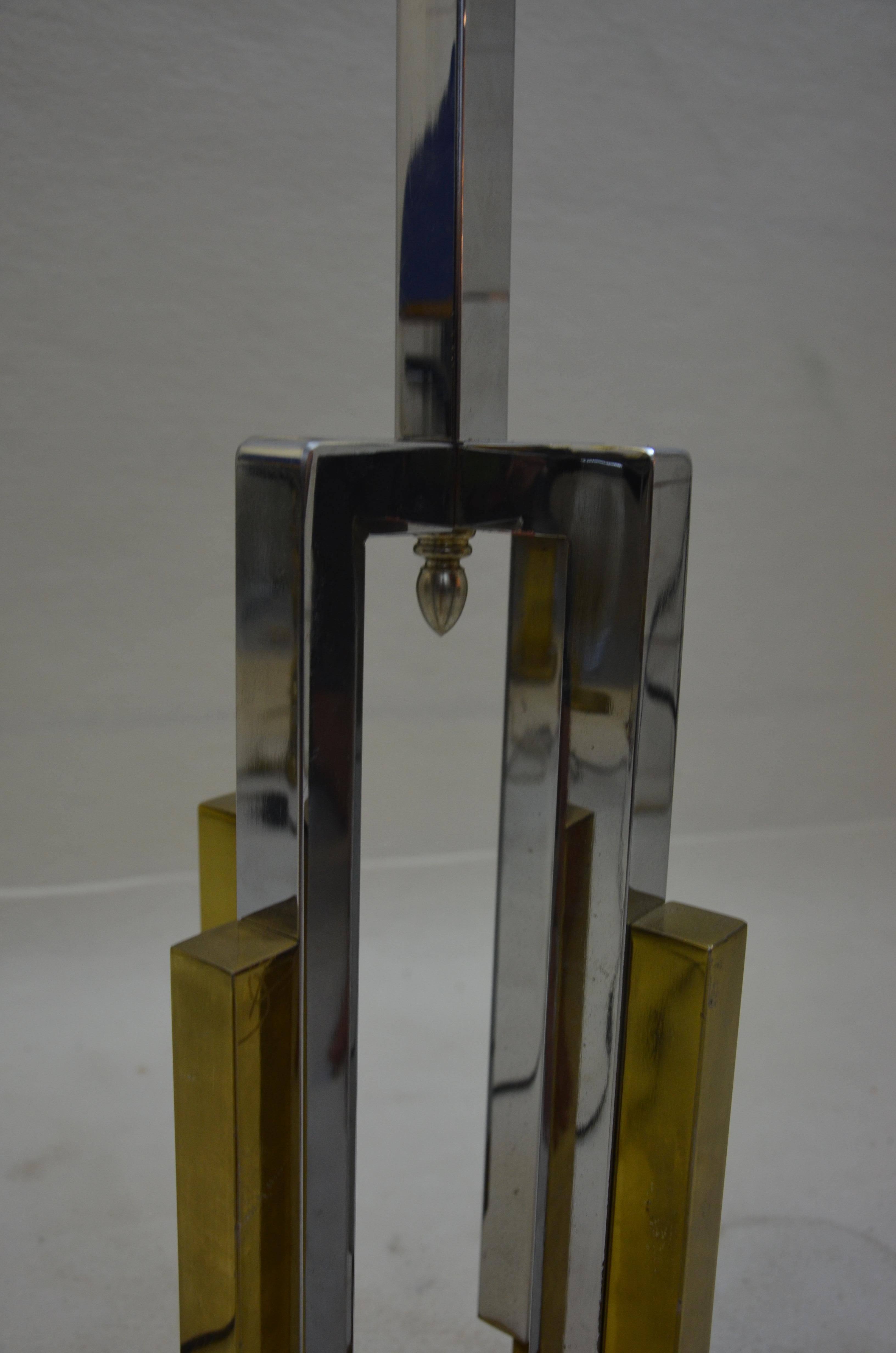 Italian Brass and Chrome lamp, Willy Rizzo, 1970 For Sale 4