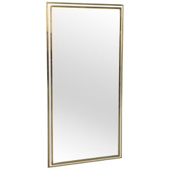 Italian Brass and Chrome Rectangular Wall Mirror Attributed to Willy Rizzo 1970s