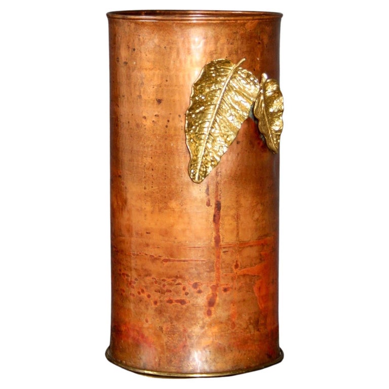 Italian Brass and Copper Umbrella Stand For Sale at 1stDibs