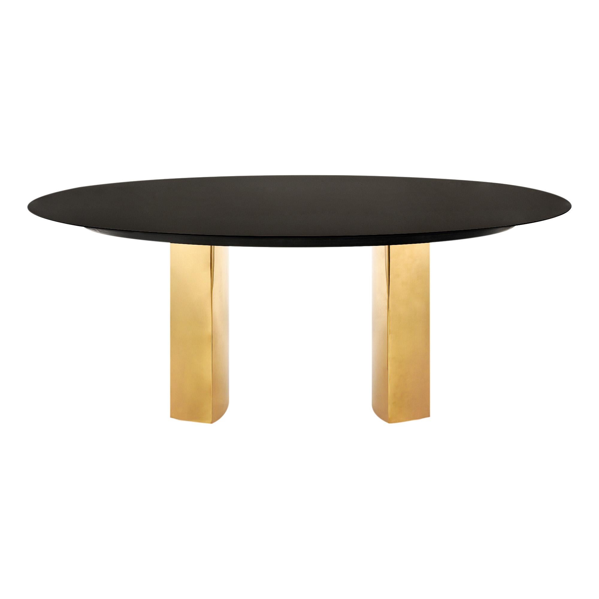 Mesa de comedor italiana de latón y corian Moderno en venta