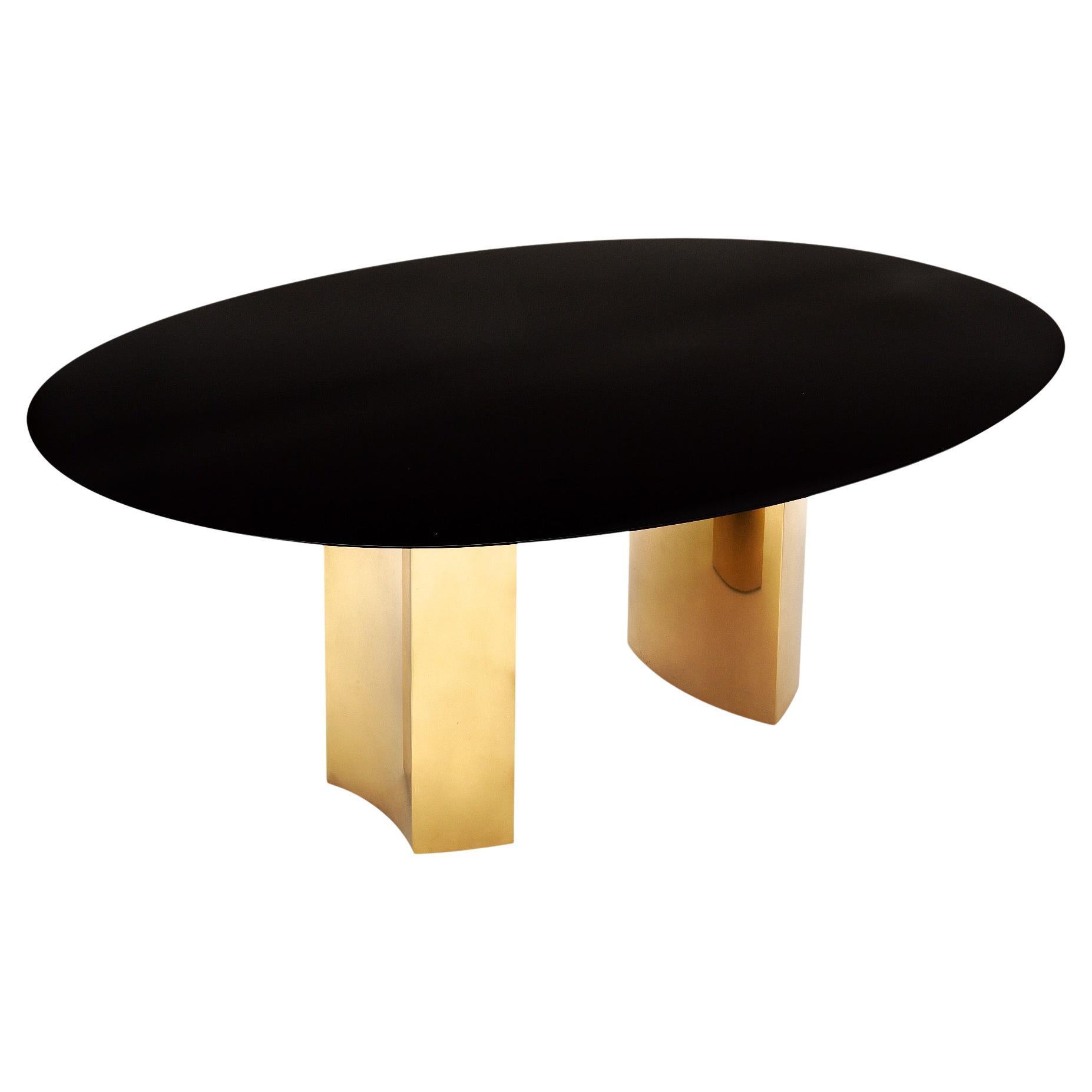 Table de salle à manger italienne en laiton et corian