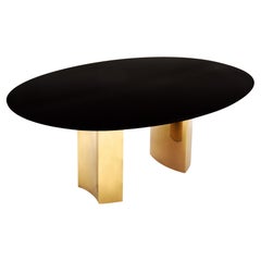 Tavolo da pranzo italiano in ottone e corian