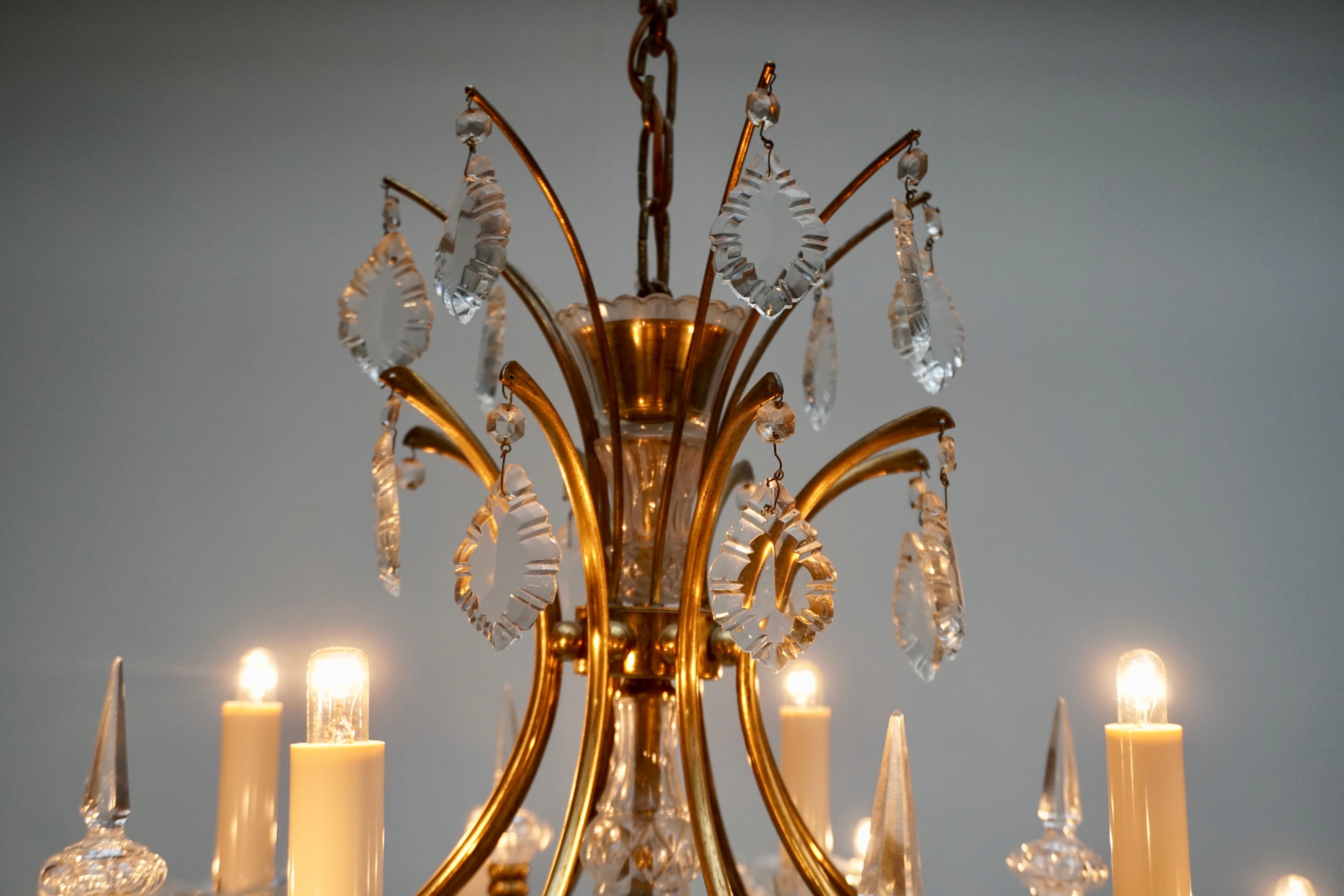 Italian Brass and Crystal Chandelier 1
