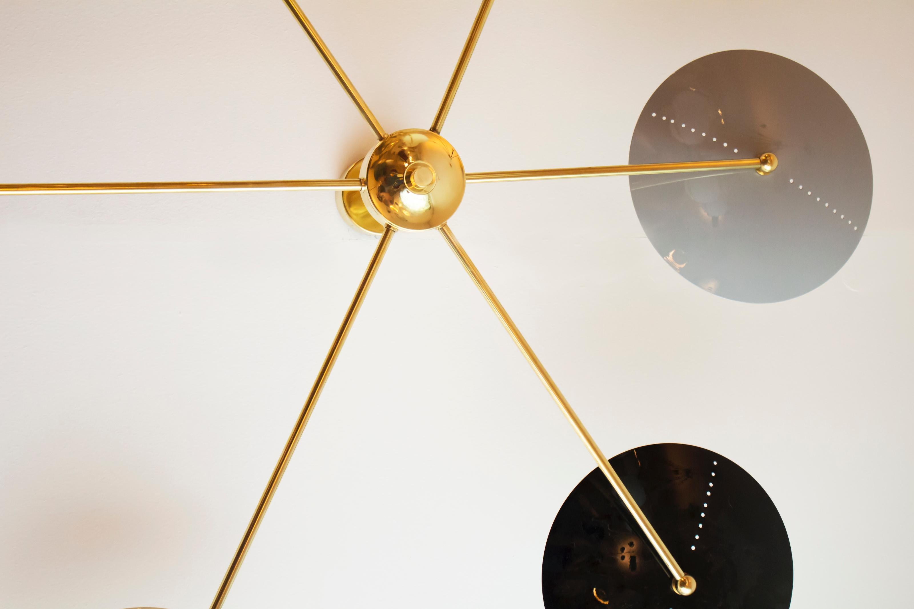 Contemporary Italian Brass and Enamel Ceiling Mounted Light